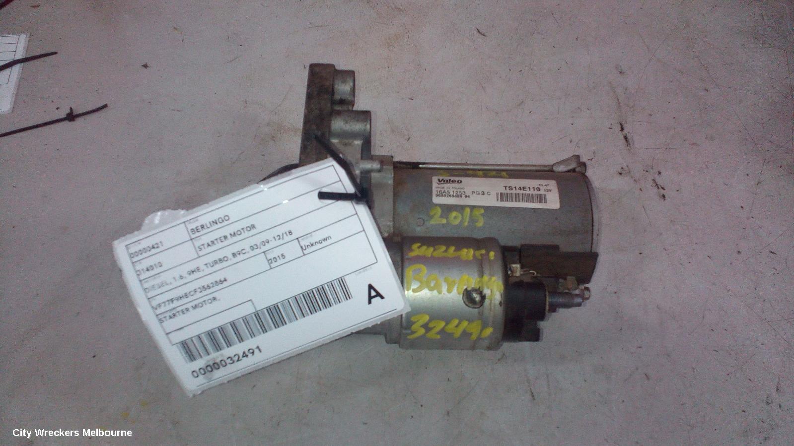 CITROEN BERLINGO STARTER, DIESEL, 1.6, TURBO, B9C, 03/2009 - 12/2018
