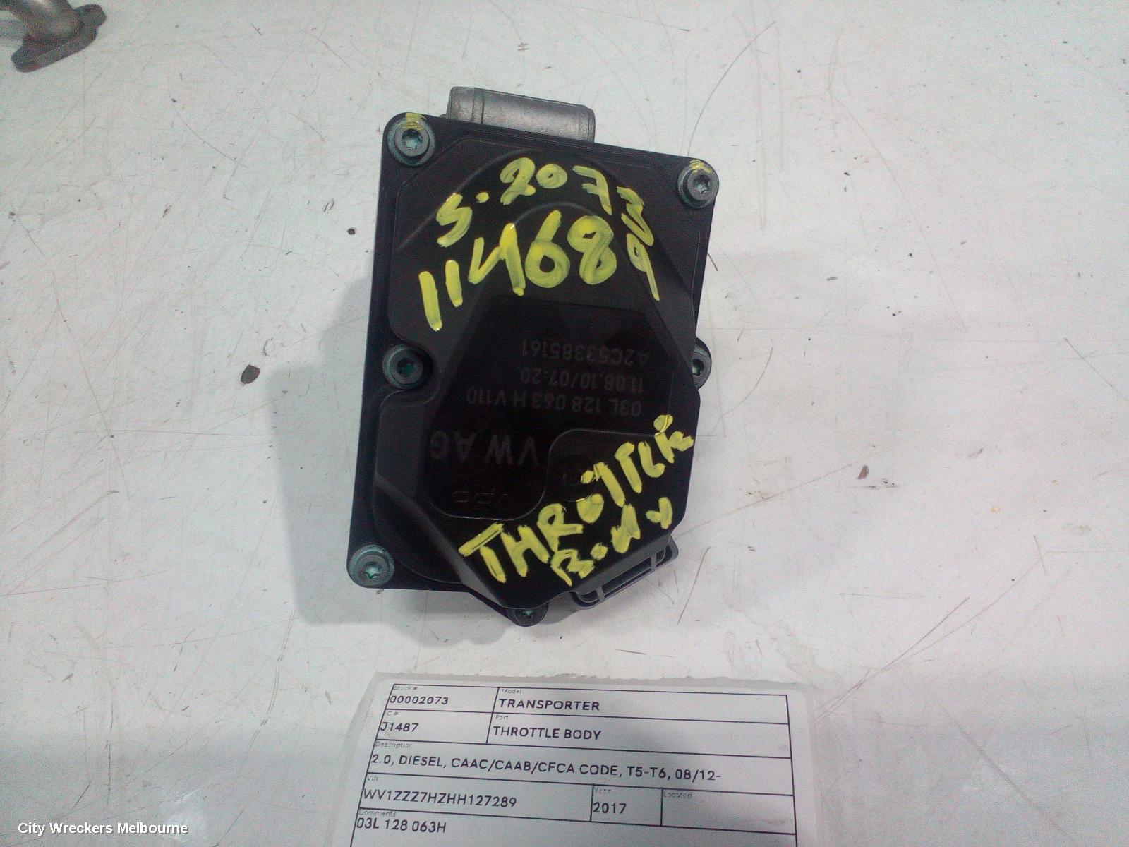 VOLKSWAGEN TRANSPORTER THROTTLE BODY, 2.0, DIESEL, CAAC/CAAB/CFCA CODE, T5-T6, 08/2012 ONWARDS