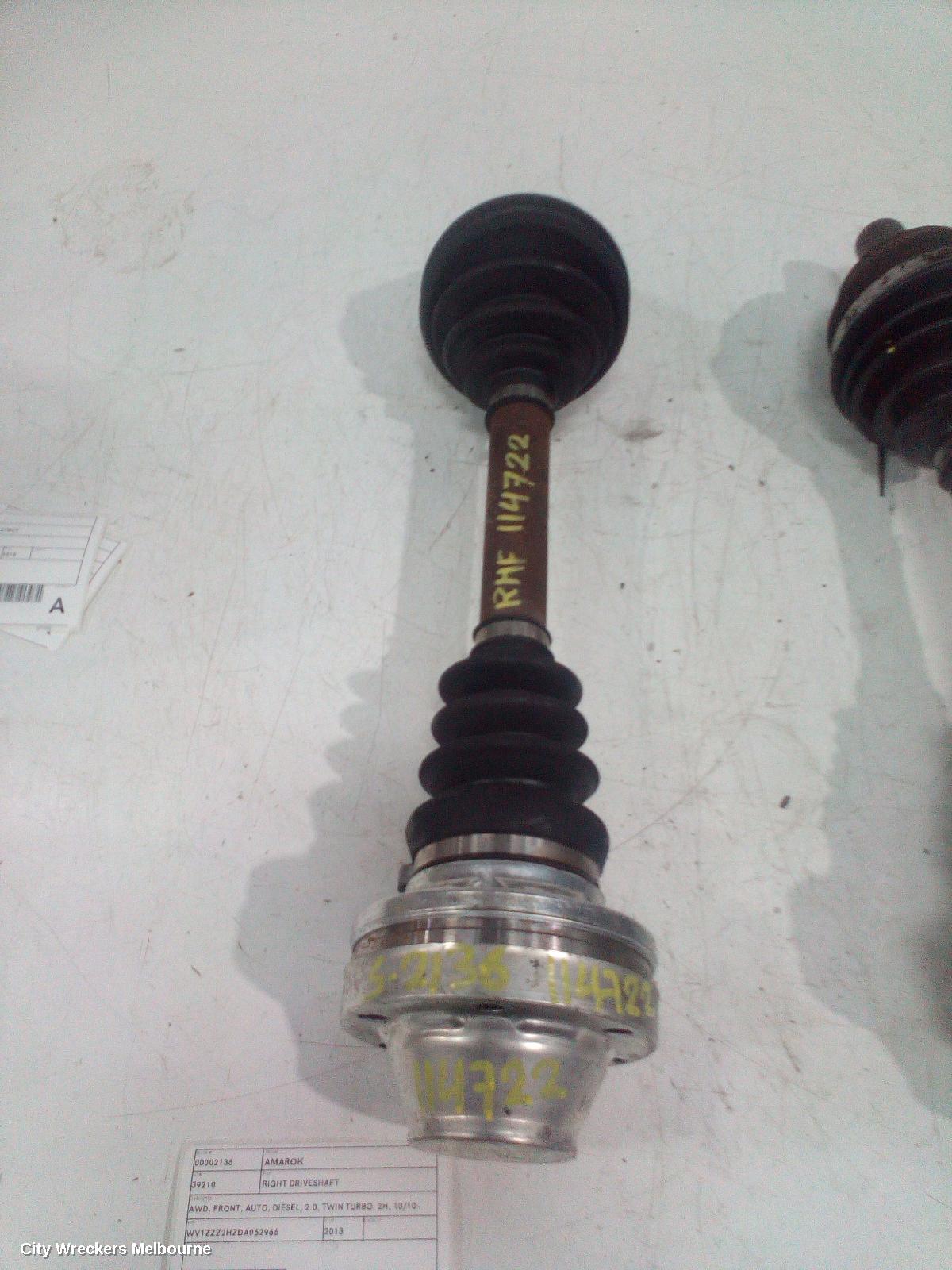 VOLKSWAGEN AMAROK RIGHT DRIVESHAFT, AWD, FRONT, AUTO, DIESEL, 2.0, TWIN TURBO, 2H, 10/2010 - 09/2022