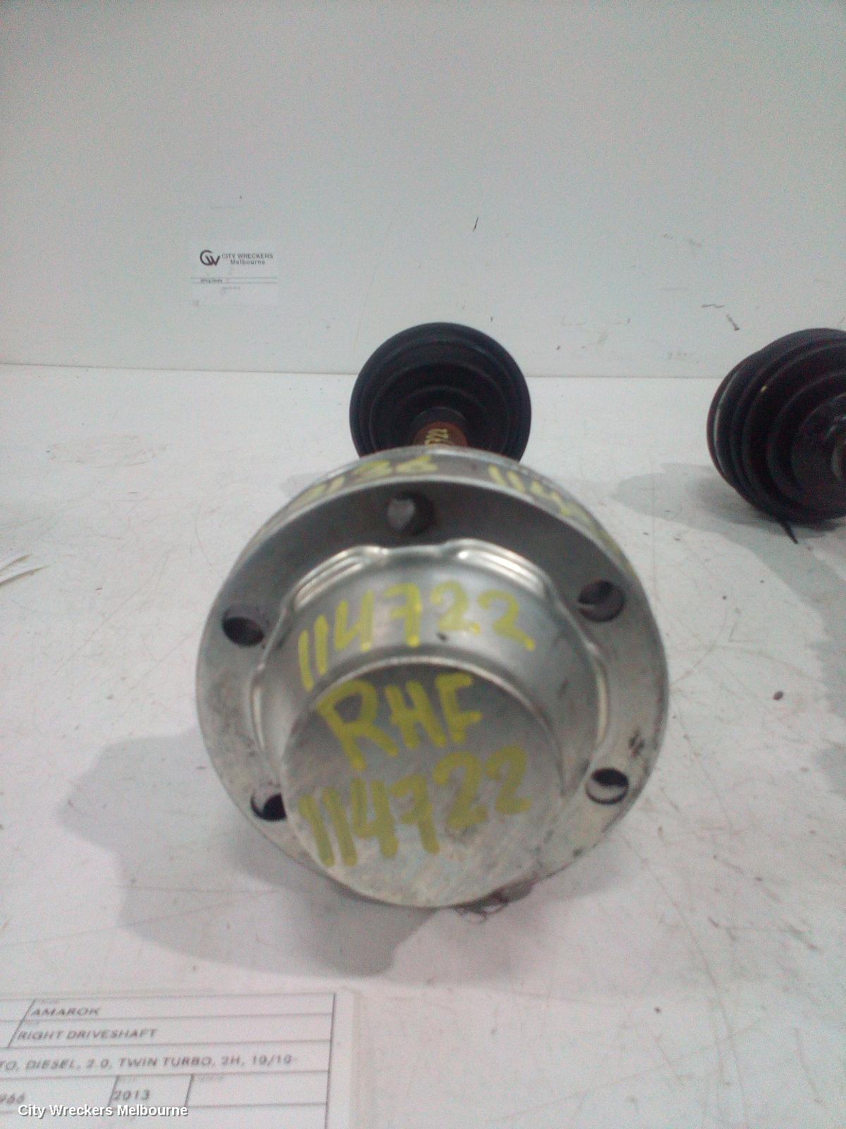 VOLKSWAGEN AMAROK RIGHT DRIVESHAFT, AWD, FRONT, AUTO, DIESEL, 2.0, TWIN TURBO, 2H, 10/2010 - 09/2022