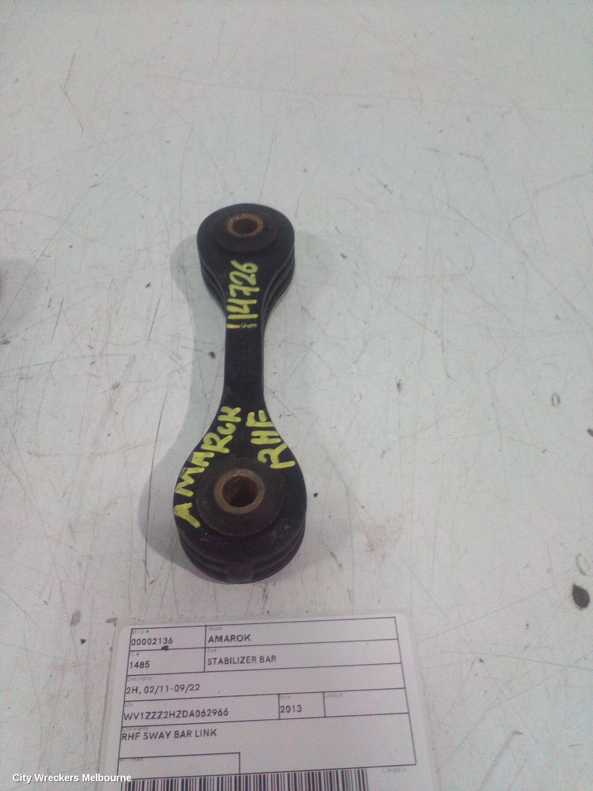 VOLKSWAGEN AMAROK STABILISER BAR, 2H, 02/2011 - 09/2022