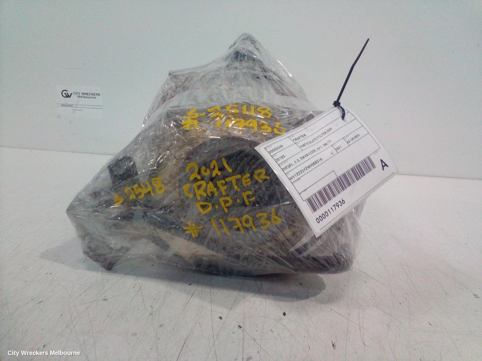 VOLKSWAGEN CRAFTER PARTICULATE FILTER/DPF, DIESEL, 2.0, DAVA CODE, SY1, 08/2017 ONWARDS