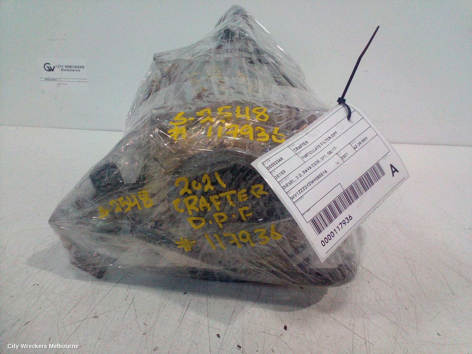 VOLKSWAGEN CRAFTER PARTICULATE FILTER/DPF, DIESEL, 2.0, DAVA CODE, SY1, 08/2017 ONWARDS