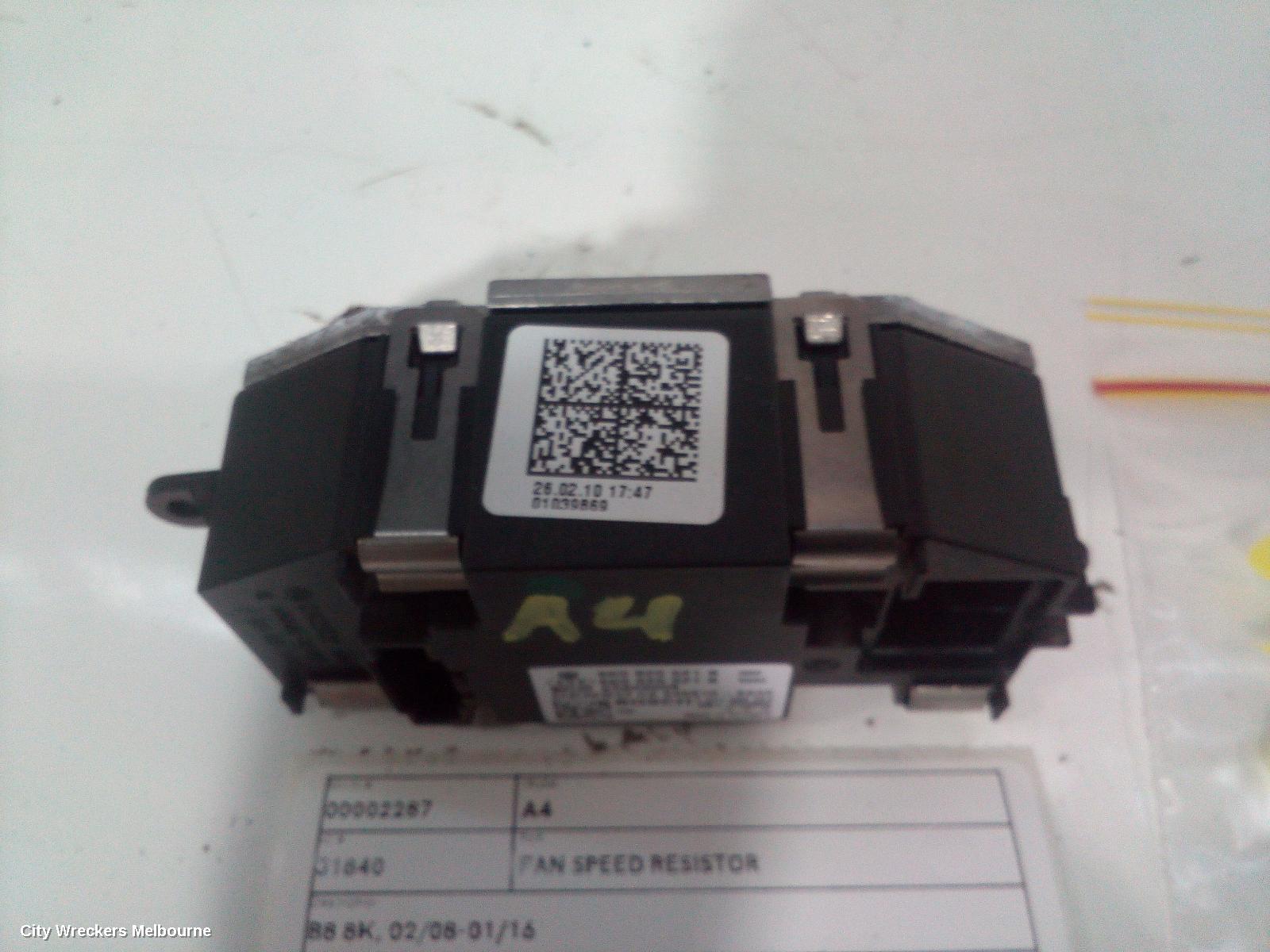 AUDI A4 FAN SPEED RESISTOR, B8 8K, 02/2008 - 01/2016