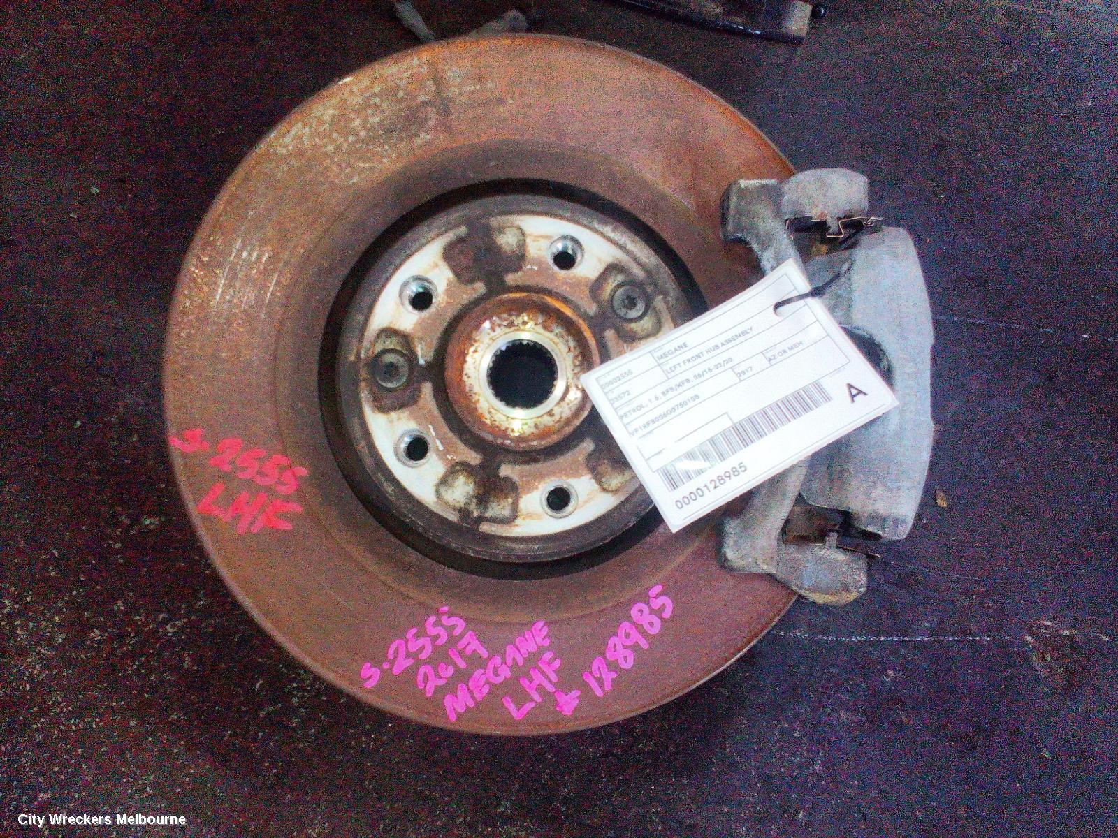 RENAULT MEGANE LEFT FRONT HUB ASSEMBLY, PETROL, 1.6, BFB/KFB, 06/2016 - 02/2020