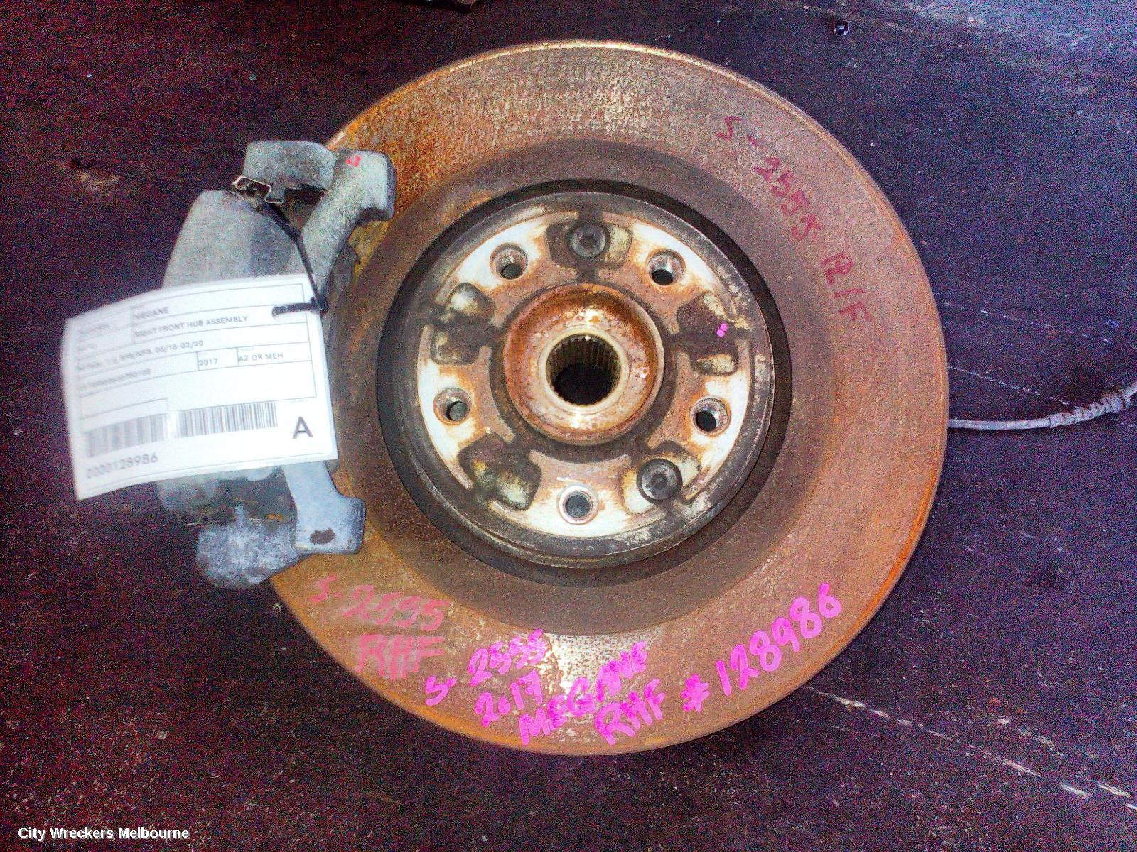 RENAULT MEGANE RIGHT FRONT HUB ASSEMBLY, PETROL, 1.6, BFB/KFB, 06/2016 - 02/2020