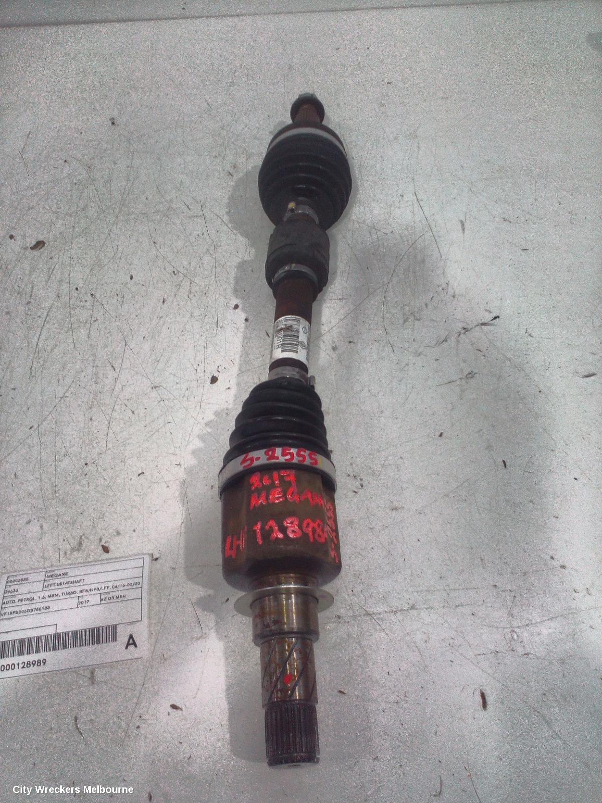 RENAULT MEGANE LEFT DRIVESHAFT, AUTO, PETROL, 1.6, M5M, TURBO, BFB/KFB/LFF, 06/2016 - 02/2020