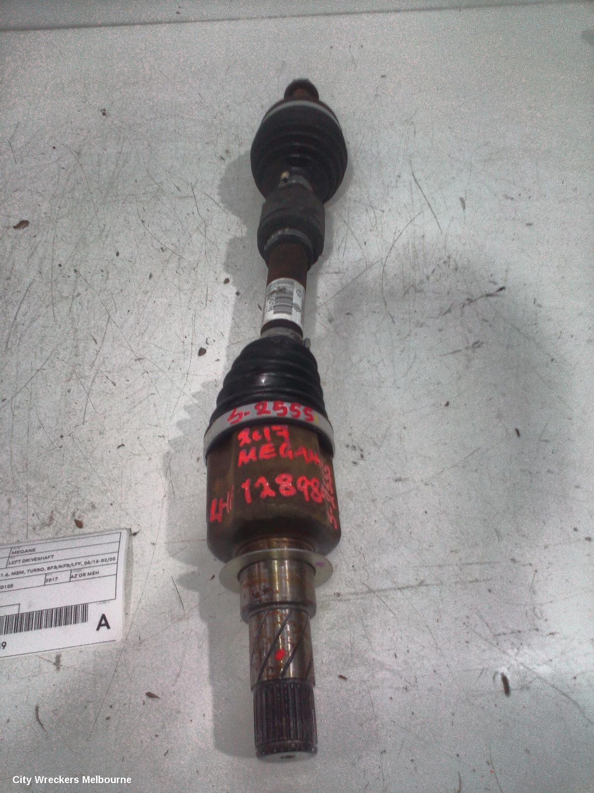 RENAULT MEGANE LEFT DRIVESHAFT, AUTO, PETROL, 1.6, M5M, TURBO, BFB/KFB/LFF, 06/2016 - 02/2020
