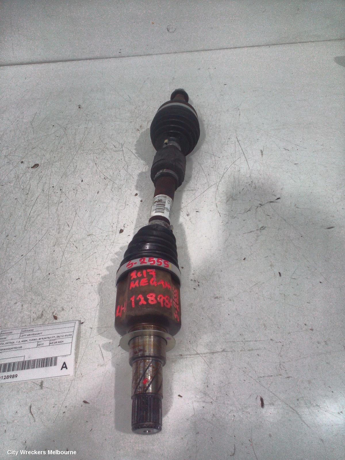 RENAULT MEGANE LEFT DRIVESHAFT, AUTO, PETROL, 1.6, M5M, TURBO, BFB/KFB/LFF, 06/2016 - 02/2020