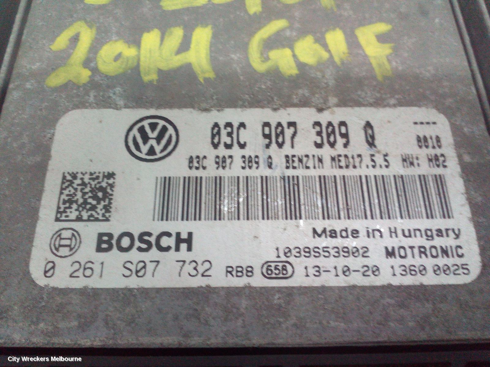 VOLKSWAGEN GOLF ECU, ENGINE ECU, 1.4, PETROL, CTHD CODE, ECU ONLY, GEN 6, 10/2008 - 01/2016
