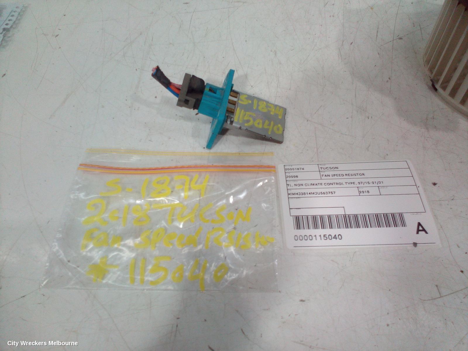 HYUNDAI TUCSON FAN SPEED RESISTOR, TL, NON CLIMATE CONTROL TYPE, 07/2015 - 01/2021