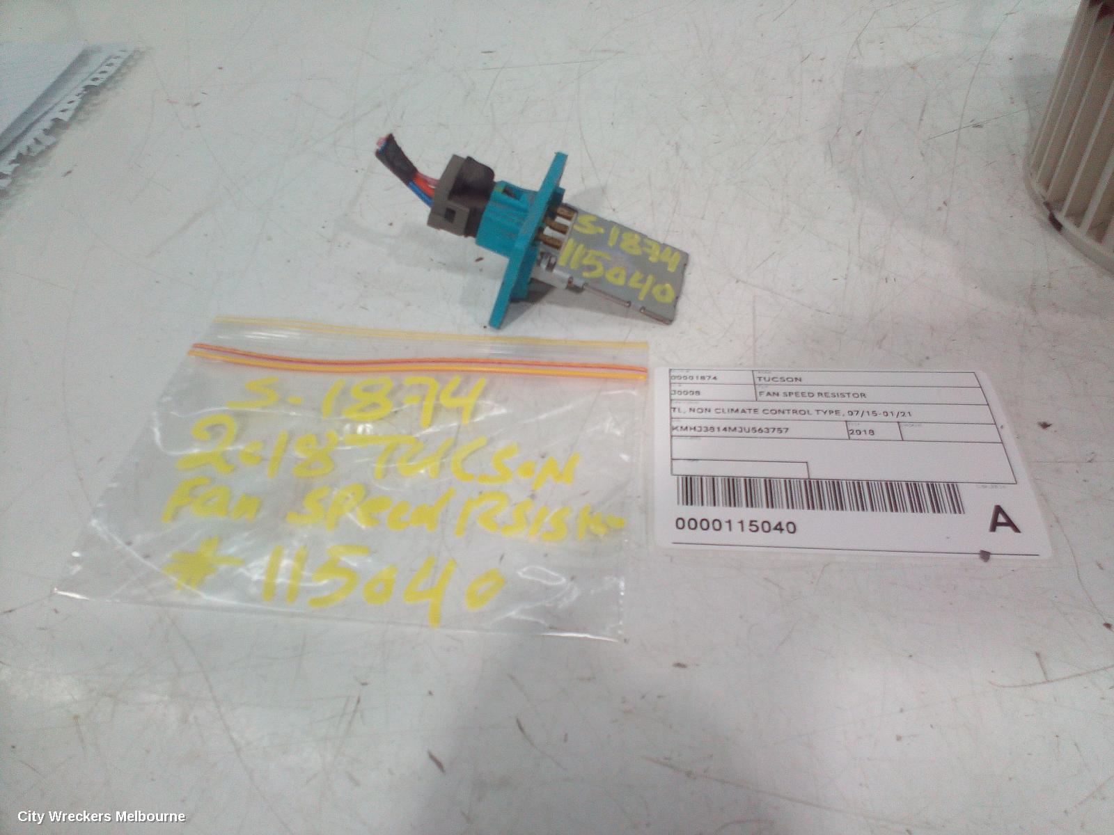 HYUNDAI TUCSON FAN SPEED RESISTOR, TL, NON CLIMATE CONTROL TYPE, 07/2015 - 01/2021