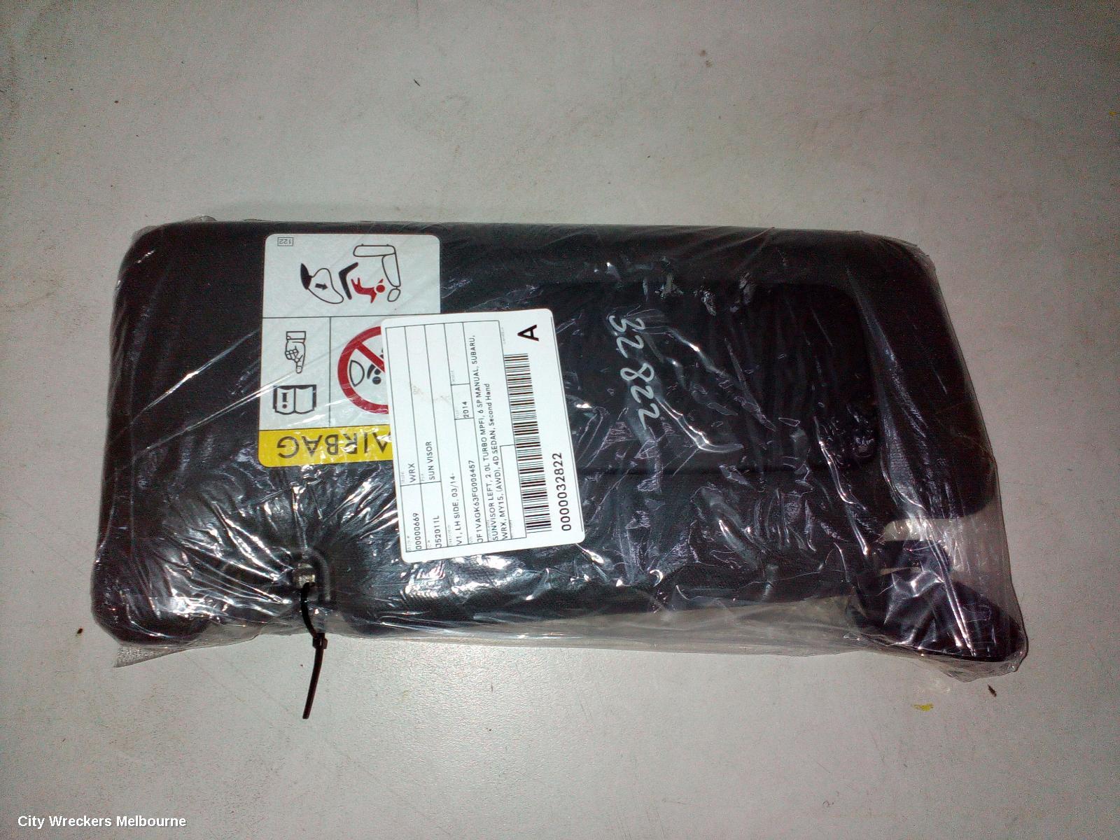 SUBARU WRX SUNVISOR, V1, LH SIDE, 03/2014 ONWARDS