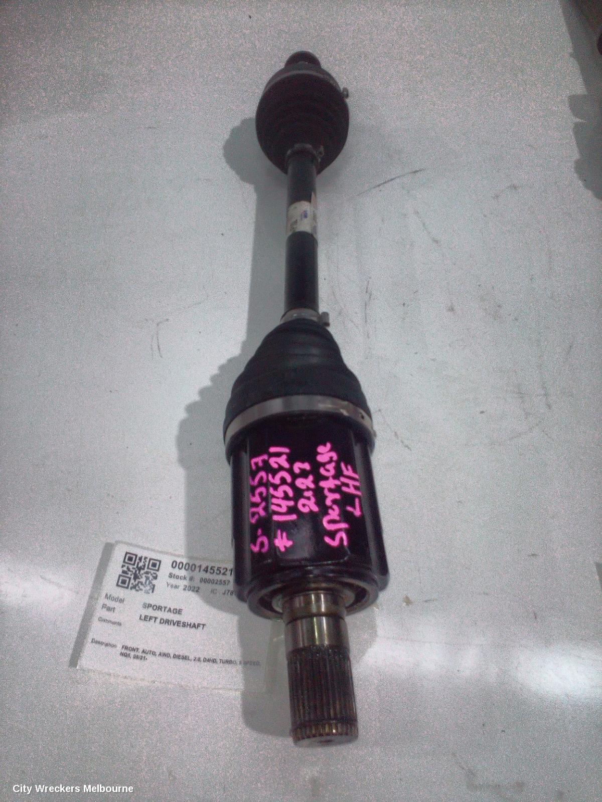 KIA SPORTAGE LEFT DRIVESHAFT, FRONT, AUTO, AWD, DIESEL, 2.0, D4HD, TURBO, 8 SPEED, NQ5, 09/2021 ONWARDS