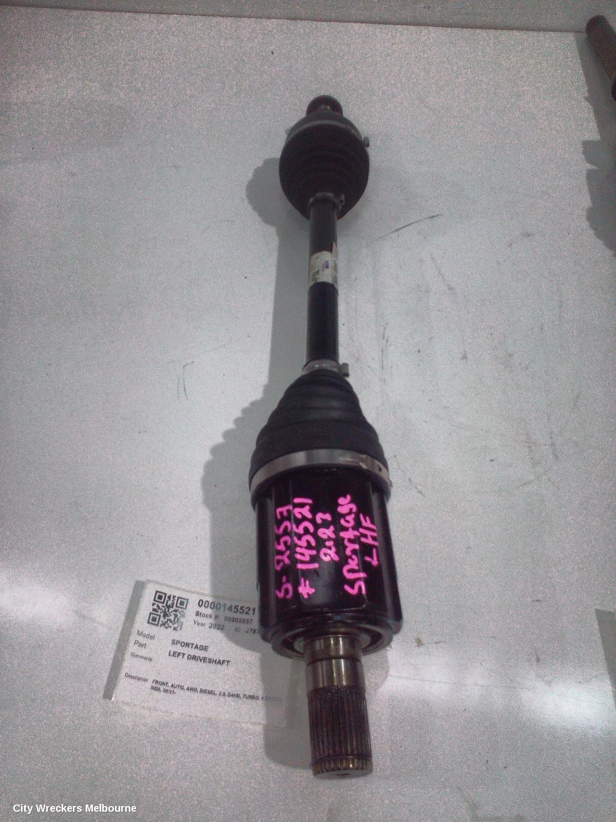 KIA SPORTAGE LEFT DRIVESHAFT, FRONT, AUTO, AWD, DIESEL, 2.0, D4HD, TURBO, 8 SPEED, NQ5, 09/2021 ONWARDS