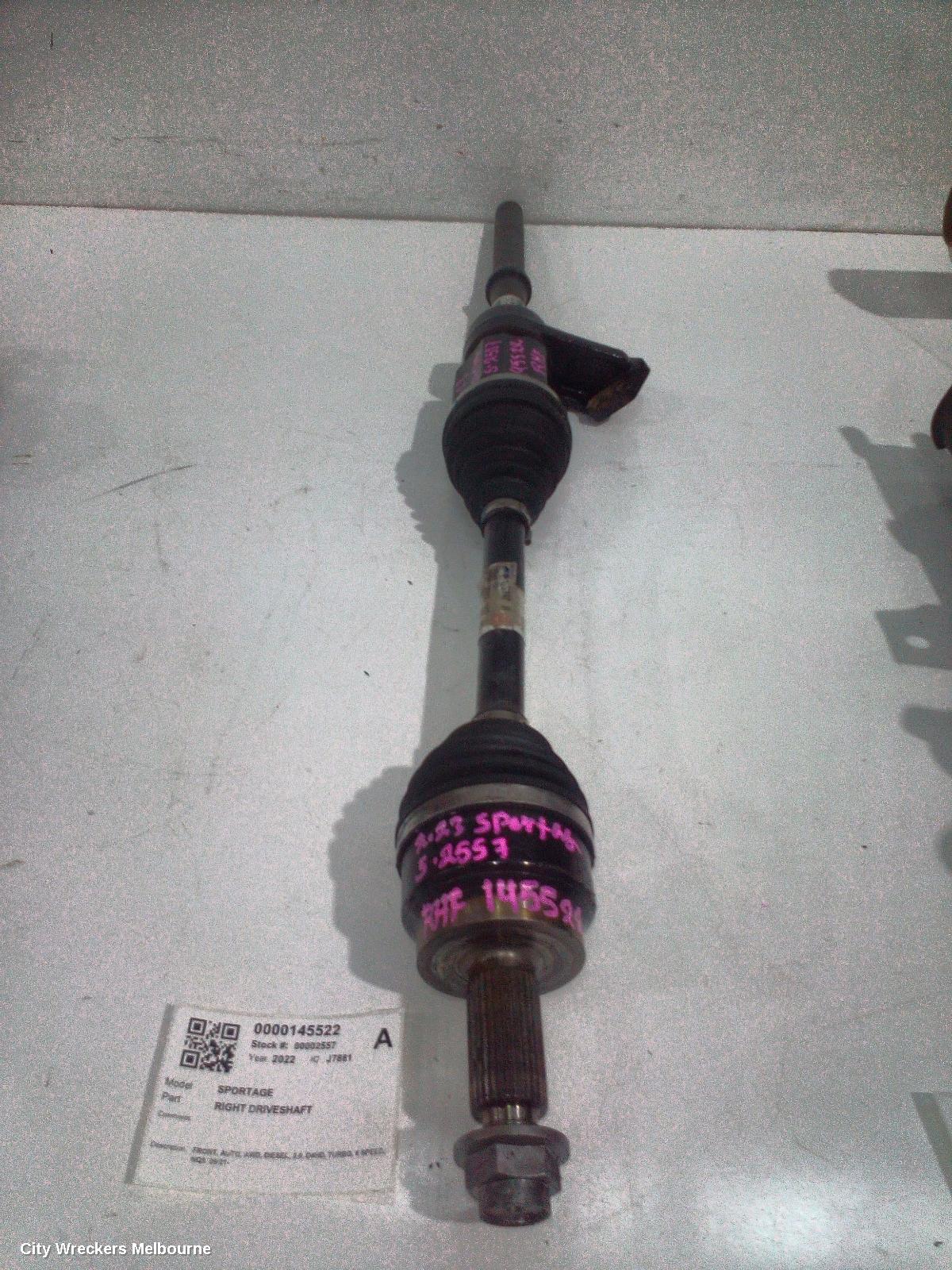 KIA SPORTAGE RIGHT DRIVESHAFT, FRONT, AUTO, AWD, DIESEL, 2.0, D4HD, TURBO, 8 SPEED, NQ5, 09/2021 ONWARDS