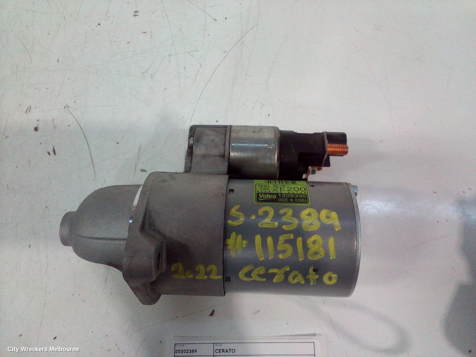 KIA CERATO STARTER, PETROL, 2.0, G4NA, BD, 04/2018 ONWARDS