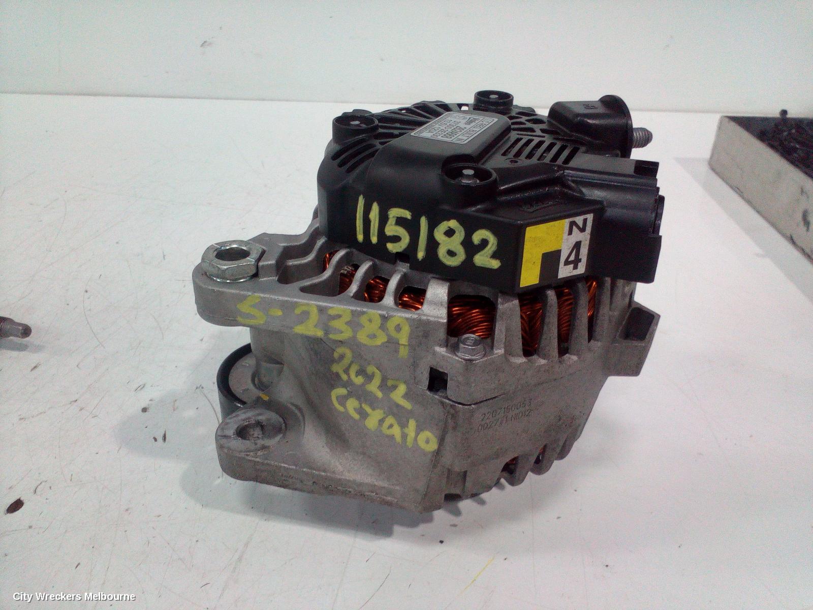 KIA CERATO ALTERNATOR, PETROL, 2.0, G4NA, BD, 04/2018 ONWARDS