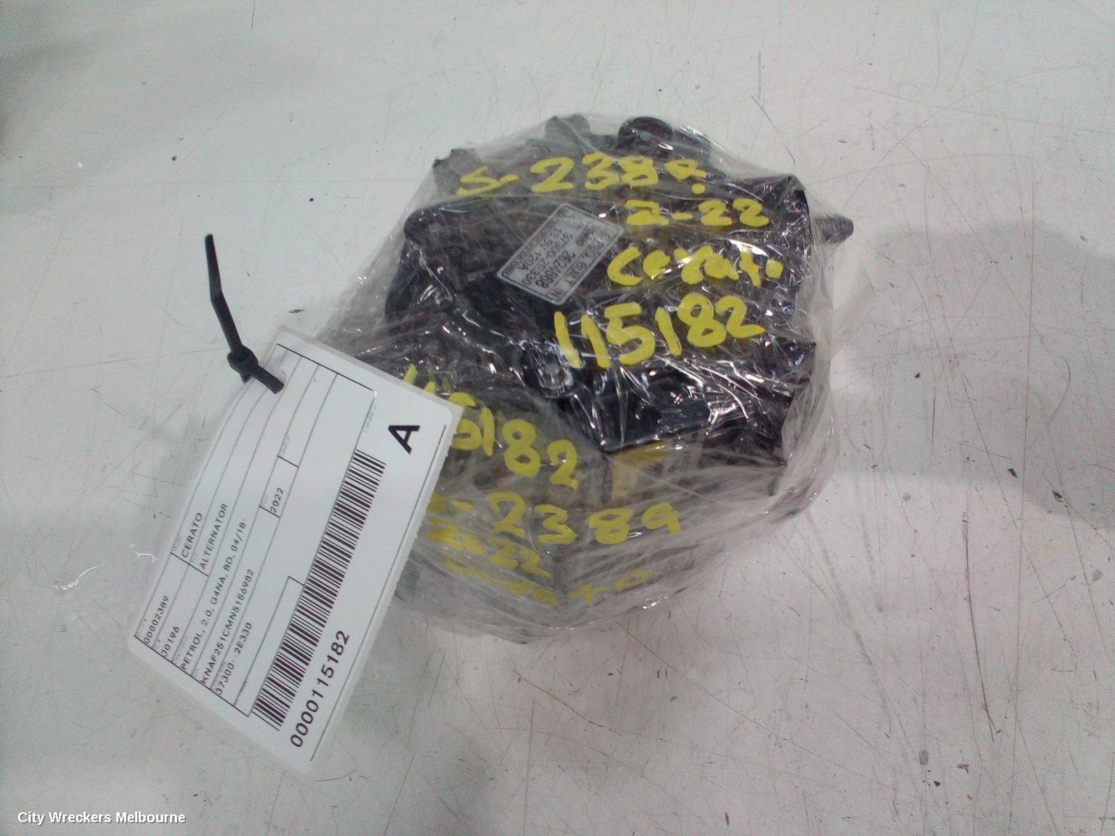 KIA CERATO ALTERNATOR, PETROL, 2.0, G4NA, BD, 04/2018 ONWARDS