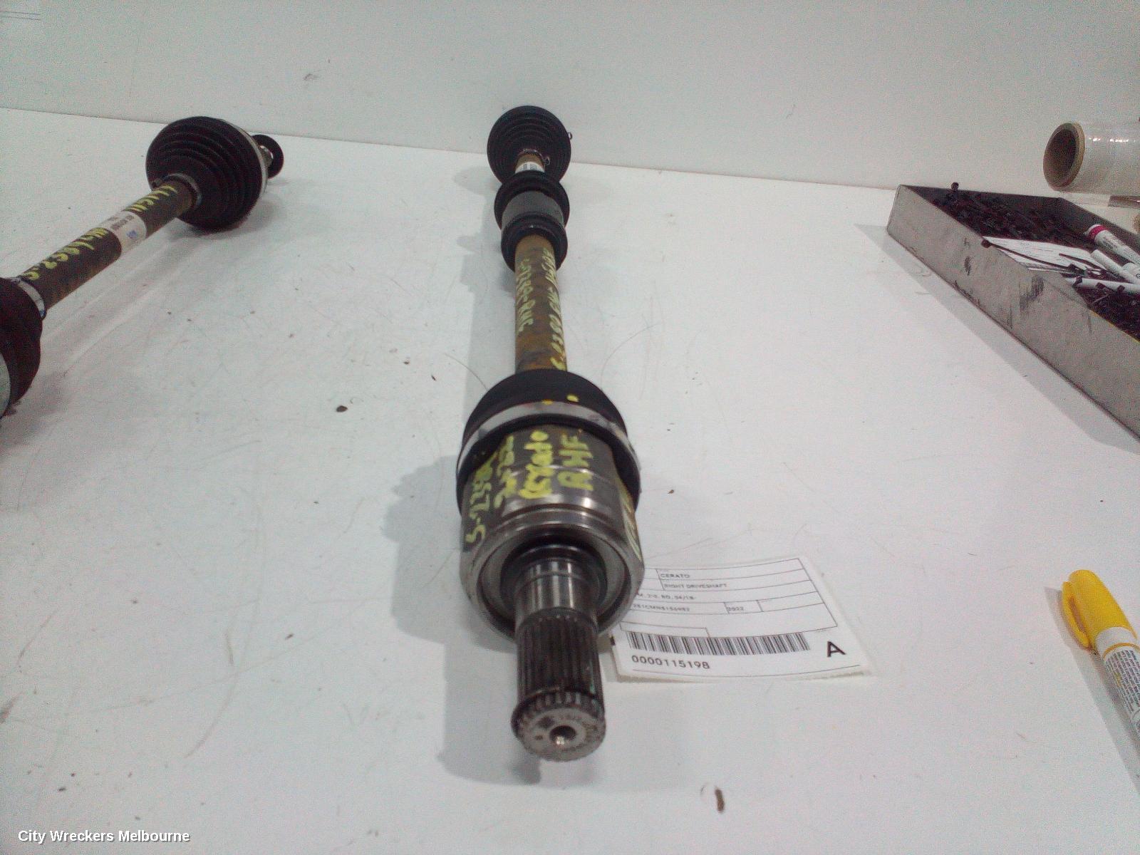 KIA CERATO RIGHT DRIVESHAFT, AUTO T/M, 2.0, BD, 04/2018 ONWARDS