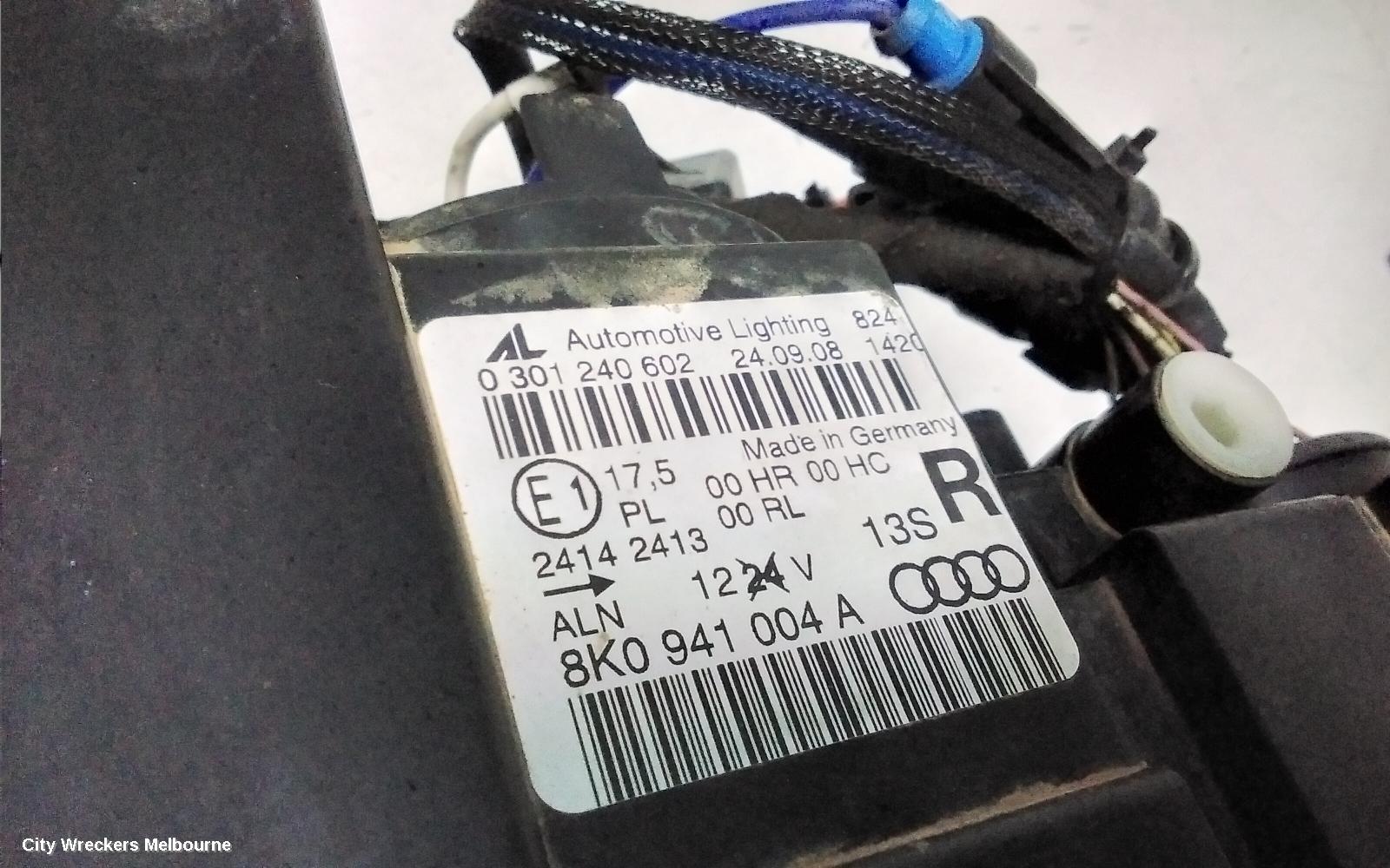 AUDI A4 RIGHT HEADLAMP, B8 8K, HALOGEN TYPE, 02/2008 - 06/2012