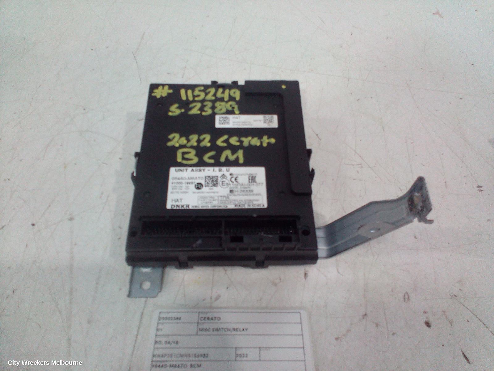 KIA CERATO, BD, 04/2018 - 09/2024, 954A0-M6ATO  BCM  : 115249