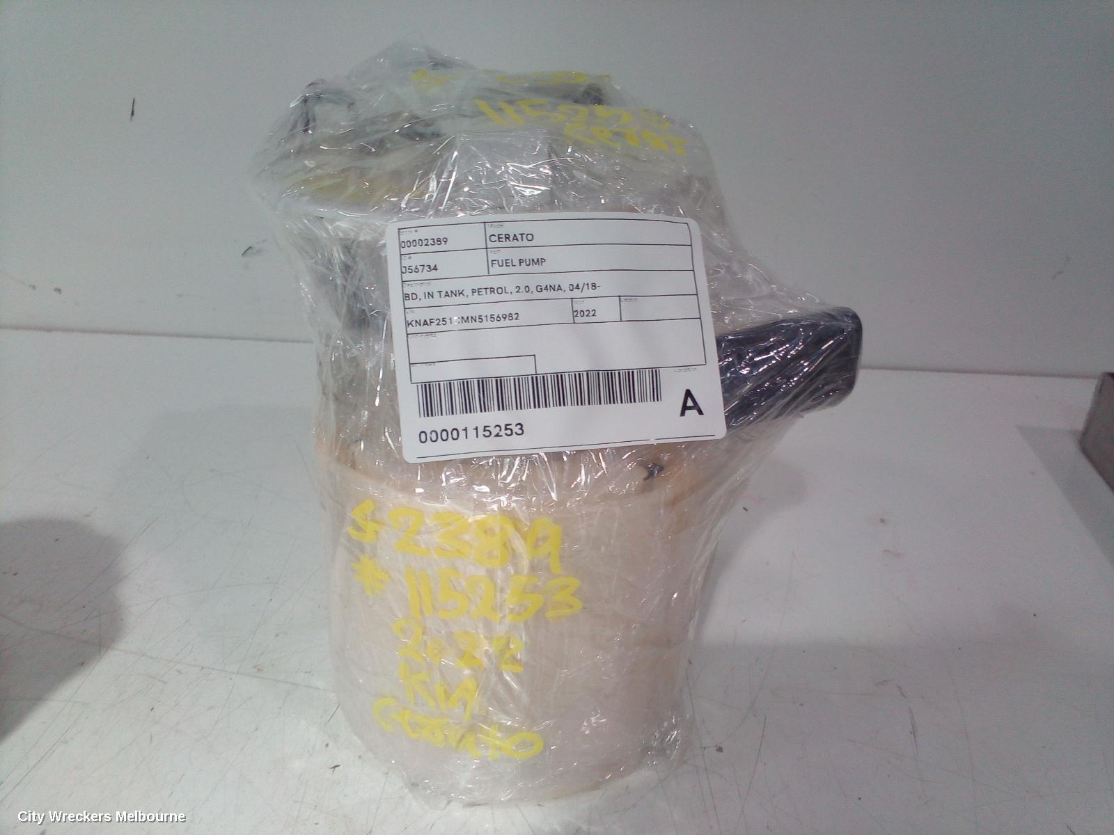 KIA CERATO FUEL PUMP, BD, IN TANK, PETROL, 2.0, G4NA, 04/2018 ONWARDS