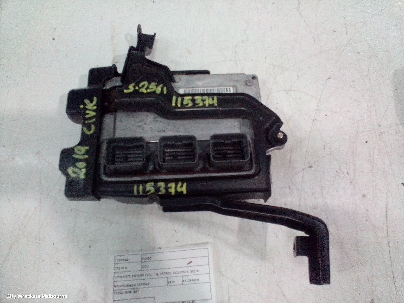 HONDA CIVIC ECU, 10TH GEN, ENGINE ECU, 1.8, PETROL, ECU ONLY, 05/2016 - 08/2021