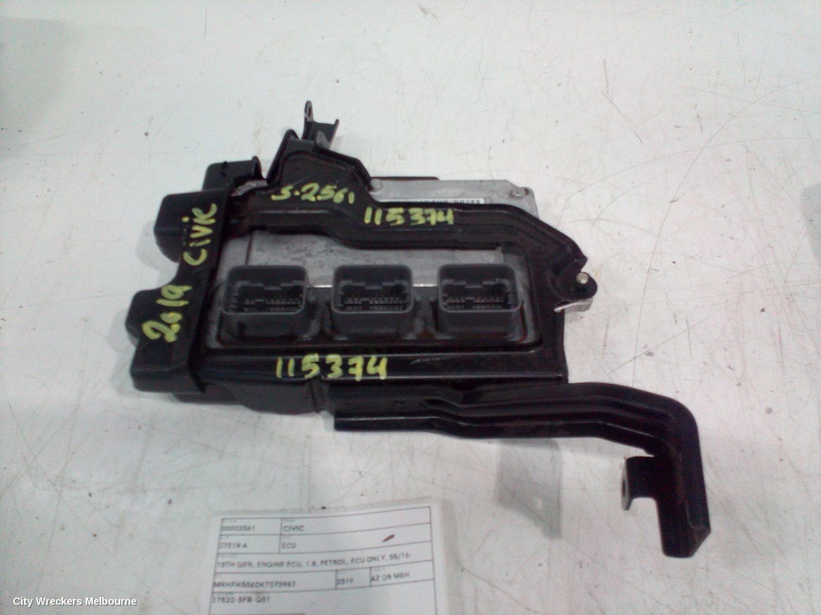 HONDA CIVIC ECU, 10TH GEN, ENGINE ECU, 1.8, PETROL, ECU ONLY, 05/2016 - 08/2021