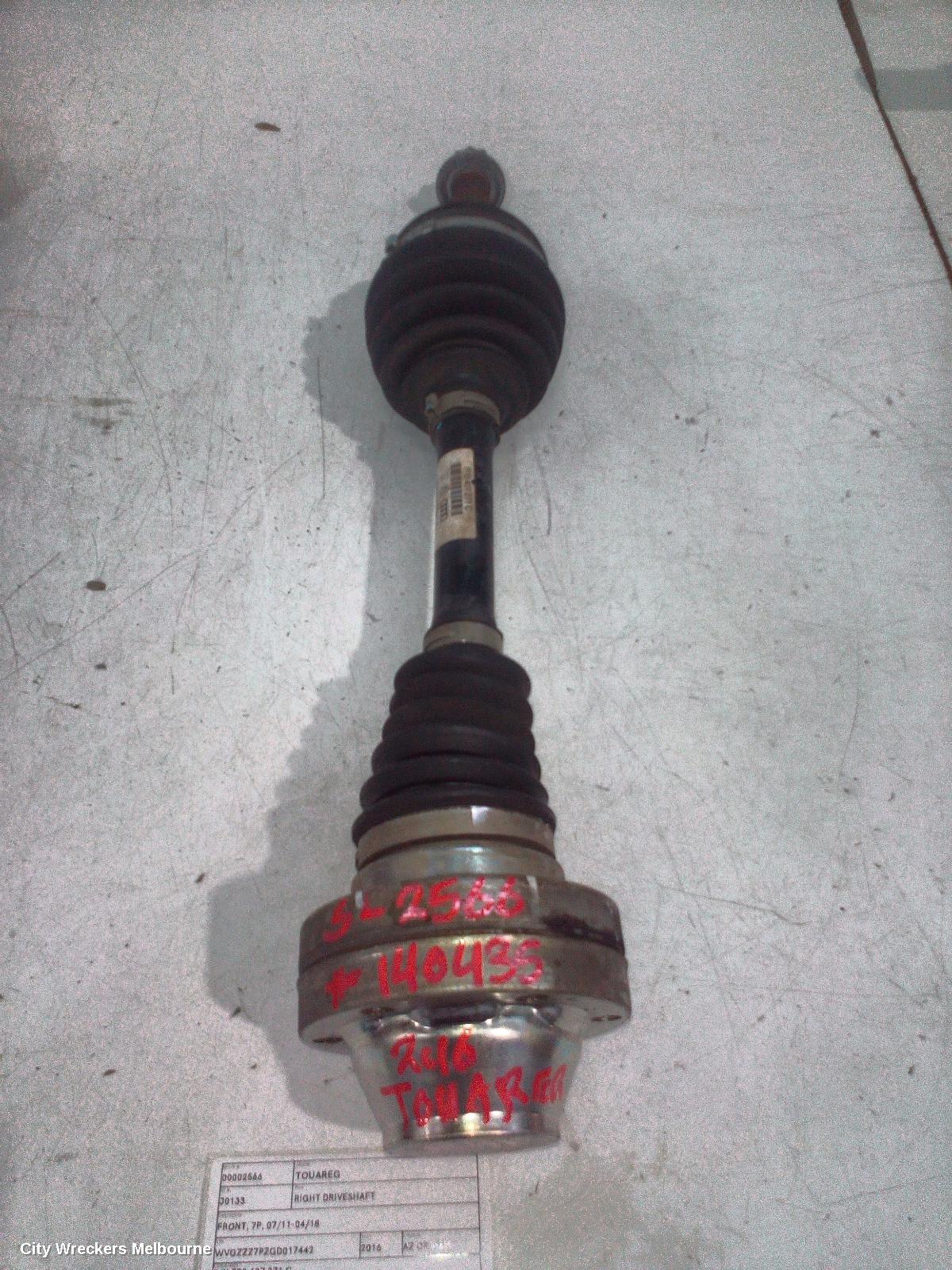 VOLKSWAGEN TOUAREG RIGHT DRIVESHAFT, FRONT, 7P, 07/2011 - 04/2018