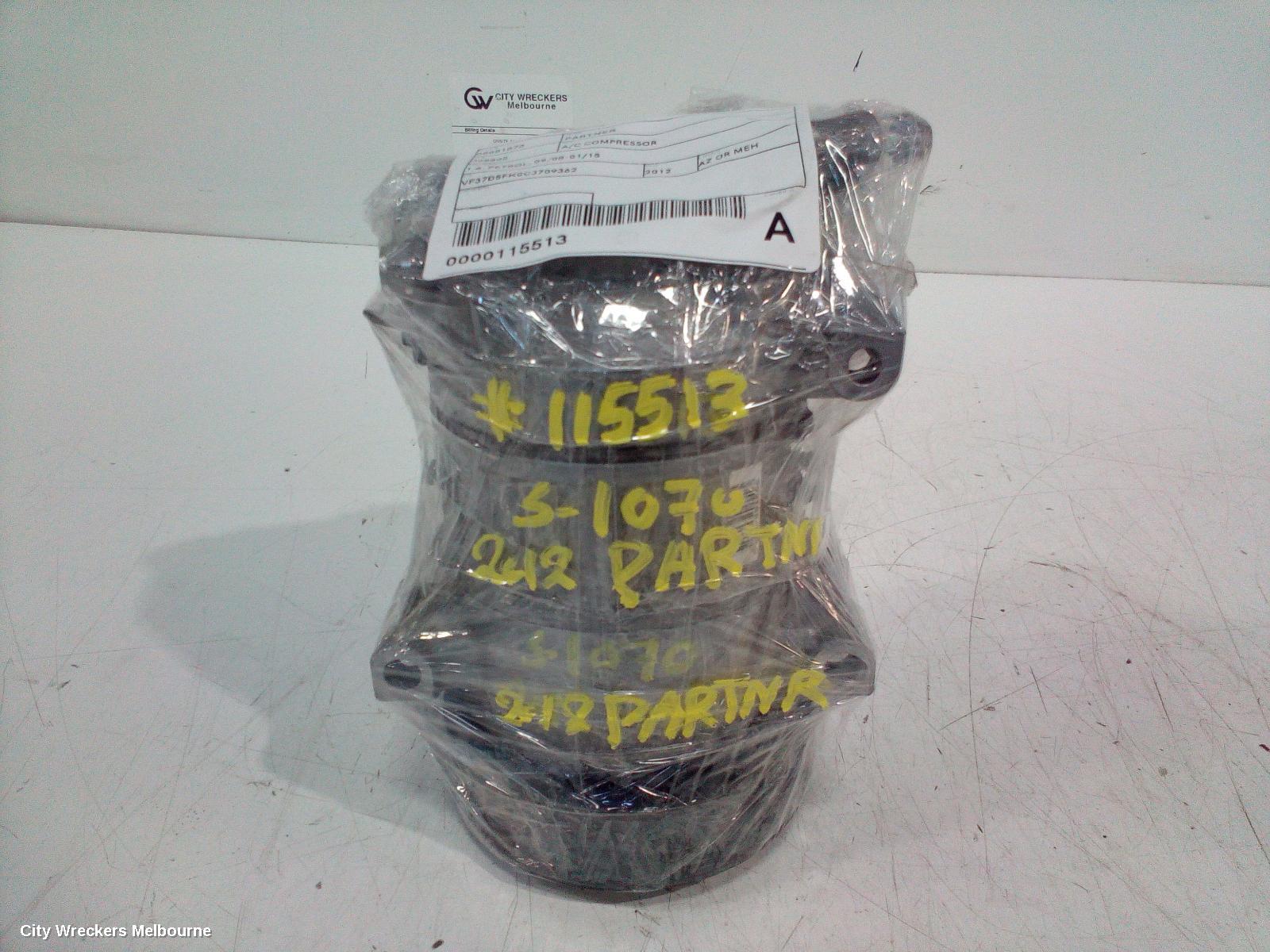 PEUGEOT PARTNER A/C COMPRESSOR, 1.6, PETROL, 09/2008 - 01/2015