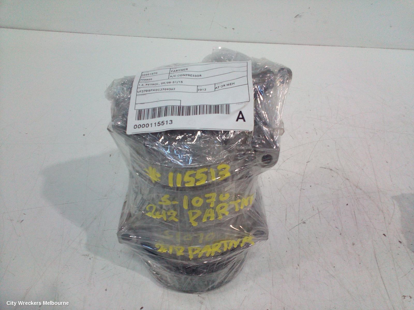 PEUGEOT PARTNER A/C COMPRESSOR, 1.6, PETROL, 09/2008 - 01/2015