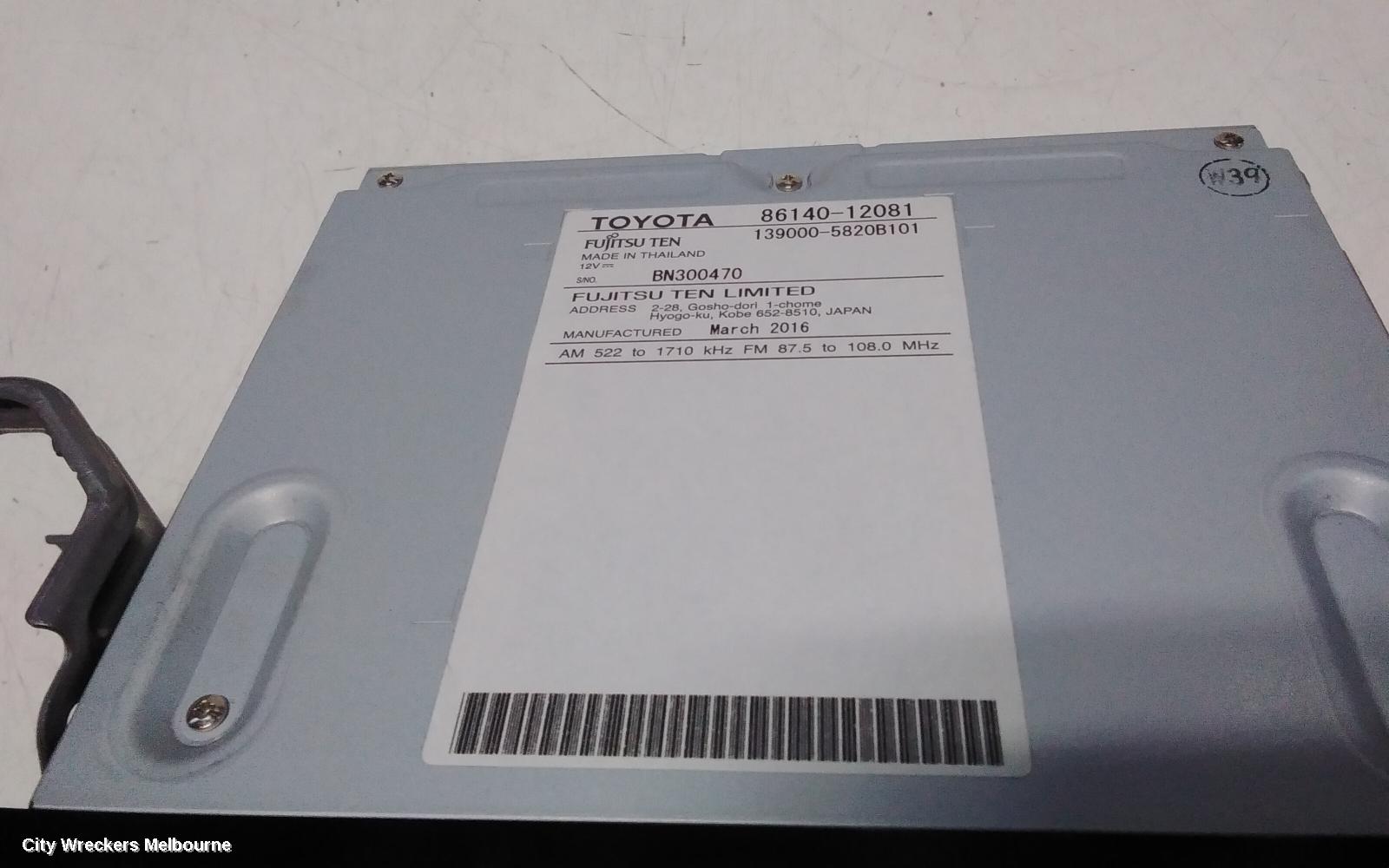 TOYOTA COROLLA RADIO/CD/DVD/SAT/TV, 7IN TOUCHSCREEN (P/N ON FACE 100522), ZRE182R, HATCH, 03/2015 - 06/2018