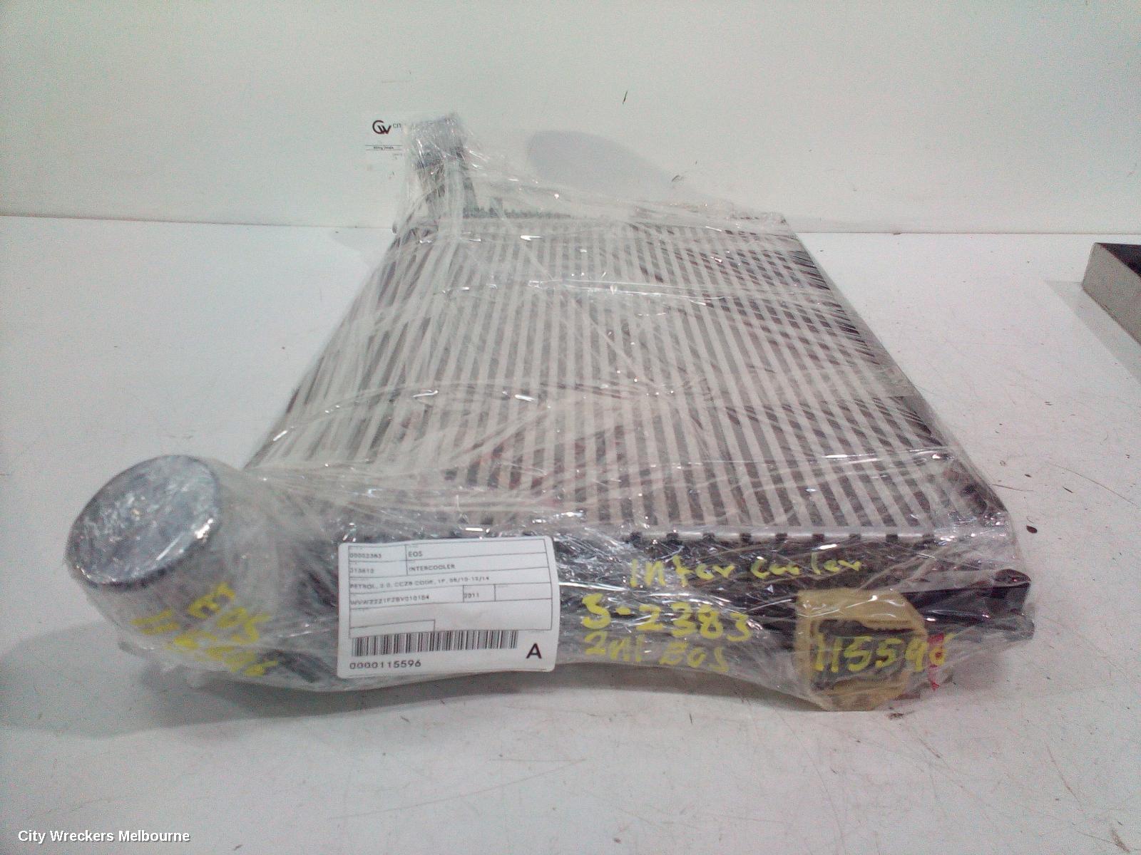 VOLKSWAGEN EOS INTERCOOLER, PETROL, 2.0, CCZB CODE, 1F, 05/2010 - 12/2014