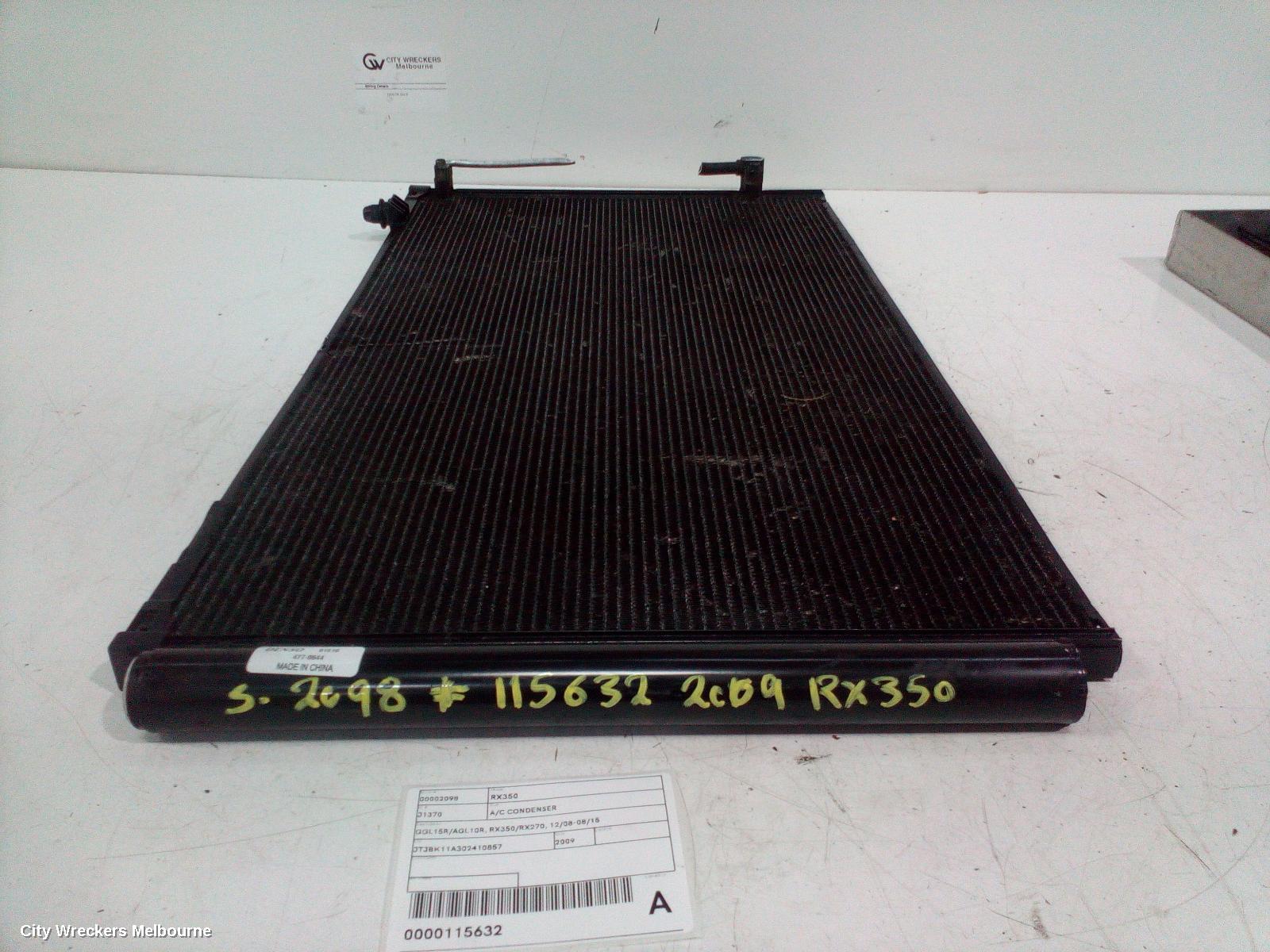 LEXUS RX SERIES A/C CONDENSER, GGL15R/AGL10R, RX350/RX270, 12/2008 - 08/2015