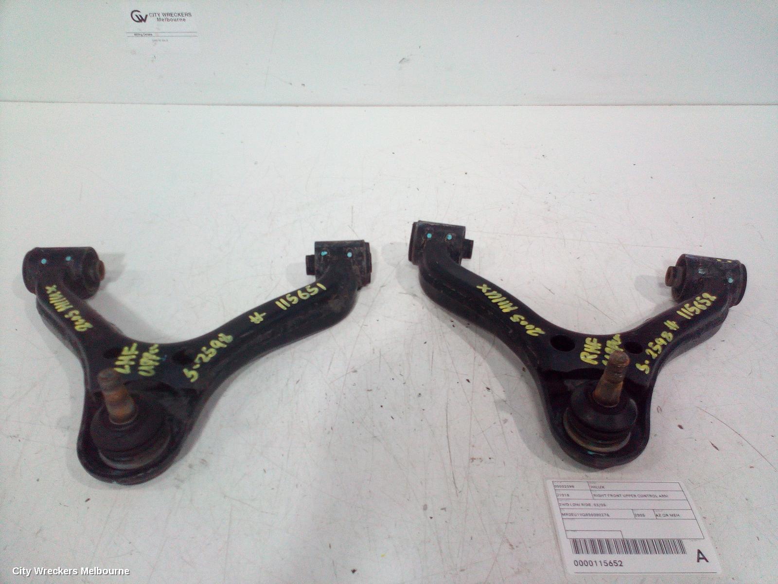 TOYOTA HILUX LEFT FRONT UPPER CONTROL ARM, 2WD LOW RIDE, 03/2005 ONWARDS