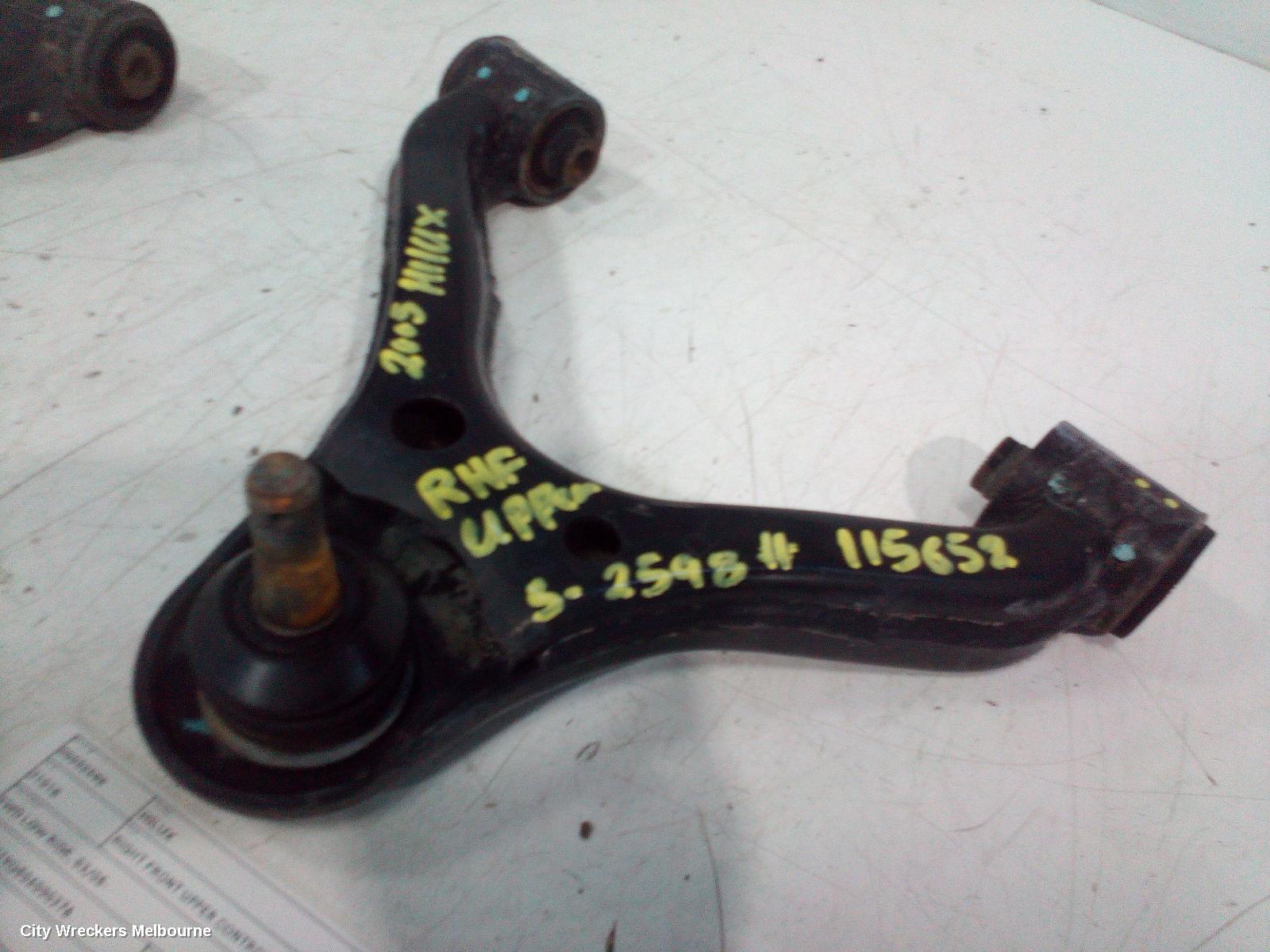 TOYOTA HILUX RIGHT FRONT UPPER CONTROL ARM, 2WD LOW RIDE, 03/2005 ONWARDS