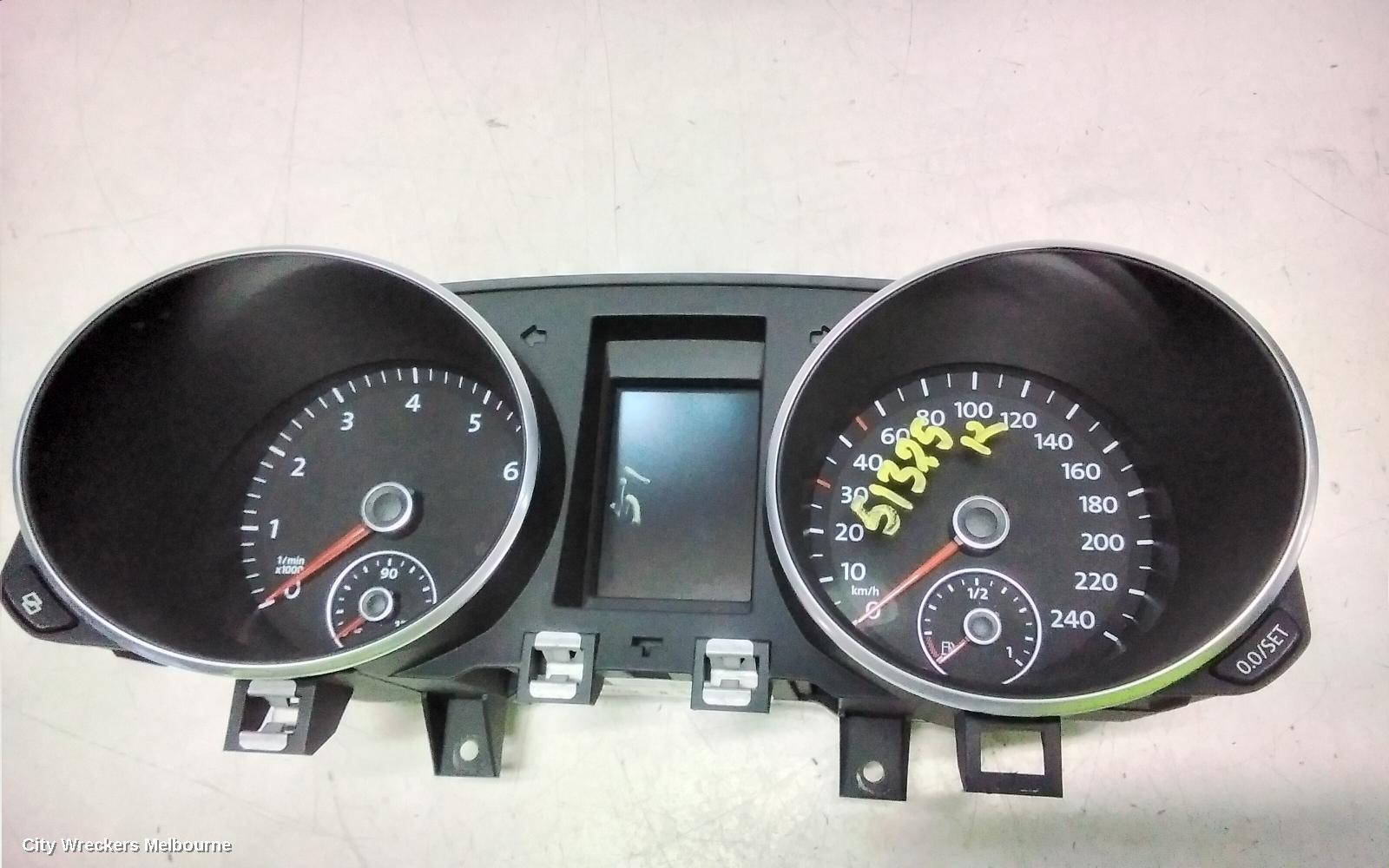 VOLKSWAGEN GOLF INSTRUMENT CLUSTER, INSTRUMENT CLUSTER, AUTO T/M, PETROL, TSI ENG, GEN 6, 10/2008 - 01/2016
