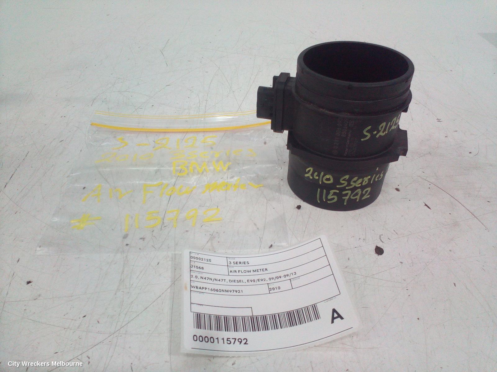 BMW 3 SERIES AIR FLOW METER, 2.0, N47N/N47T, DIESEL, E90/E92, 09/2009 - 09/2013