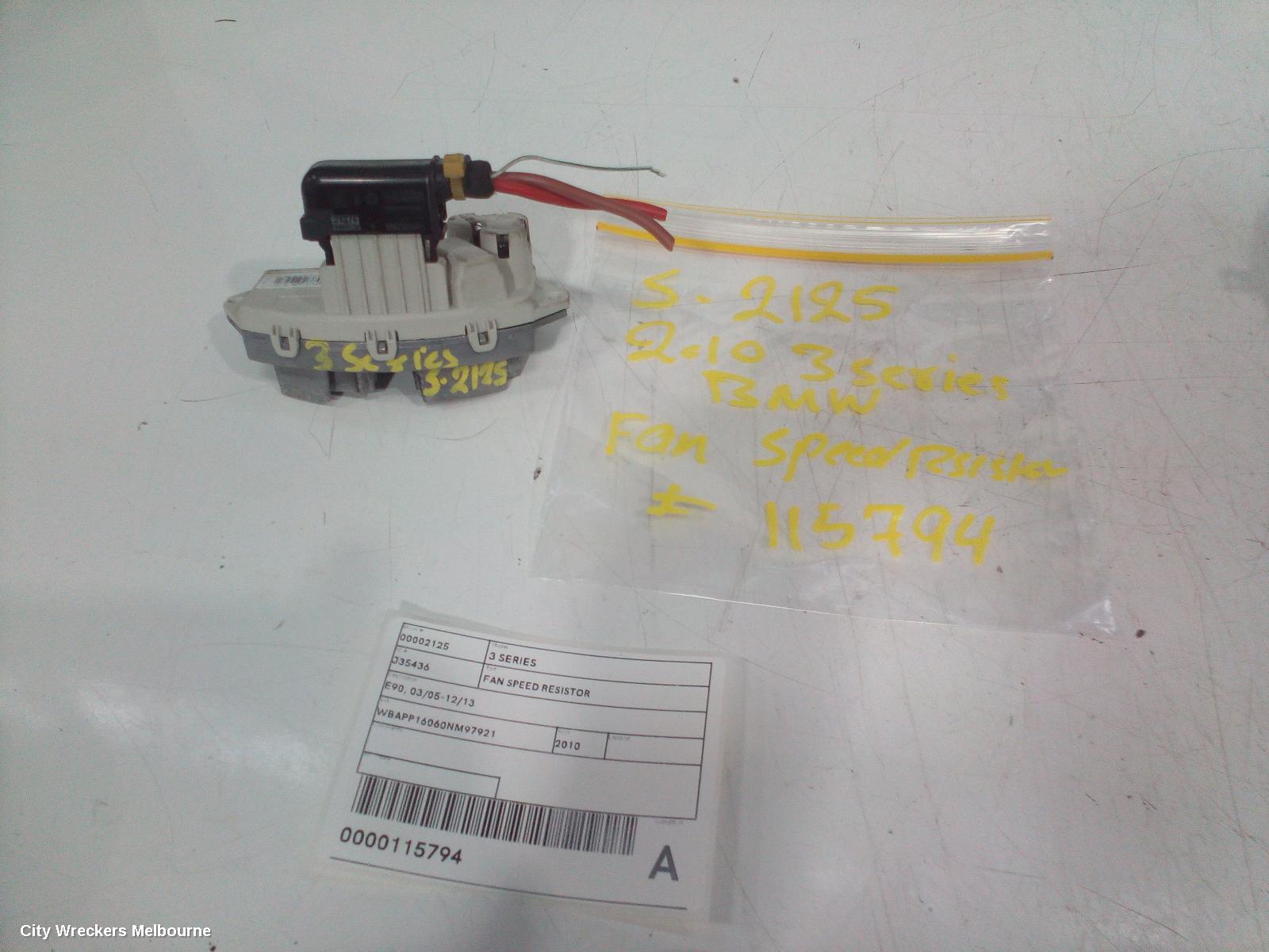 BMW 3 SERIES FAN SPEED RESISTOR, E90, 03/2005 - 12/2013