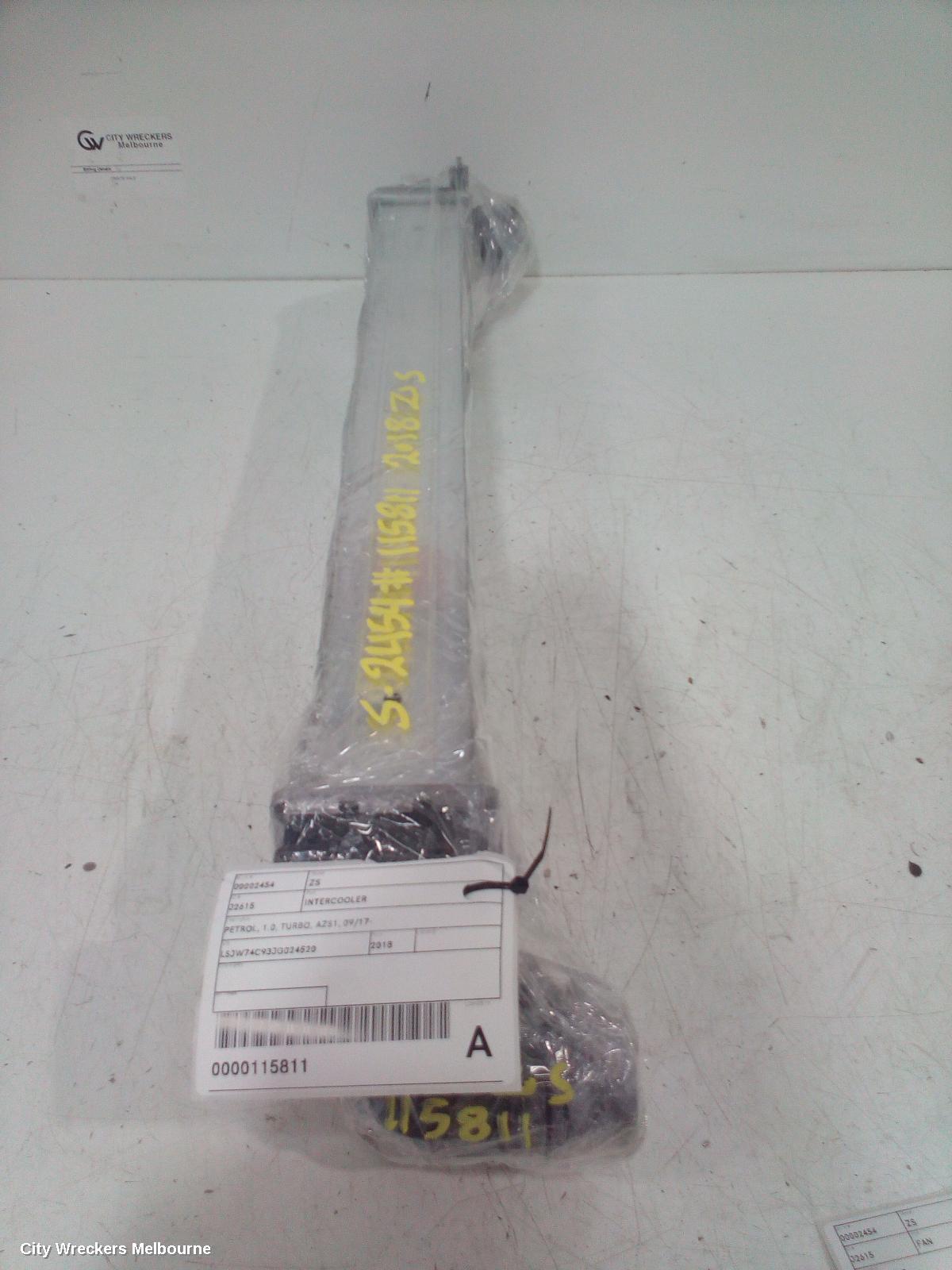 MG ZS INTERCOOLER, PETROL, 1.0, TURBO, AZS1, 09/2017 ONWARDS