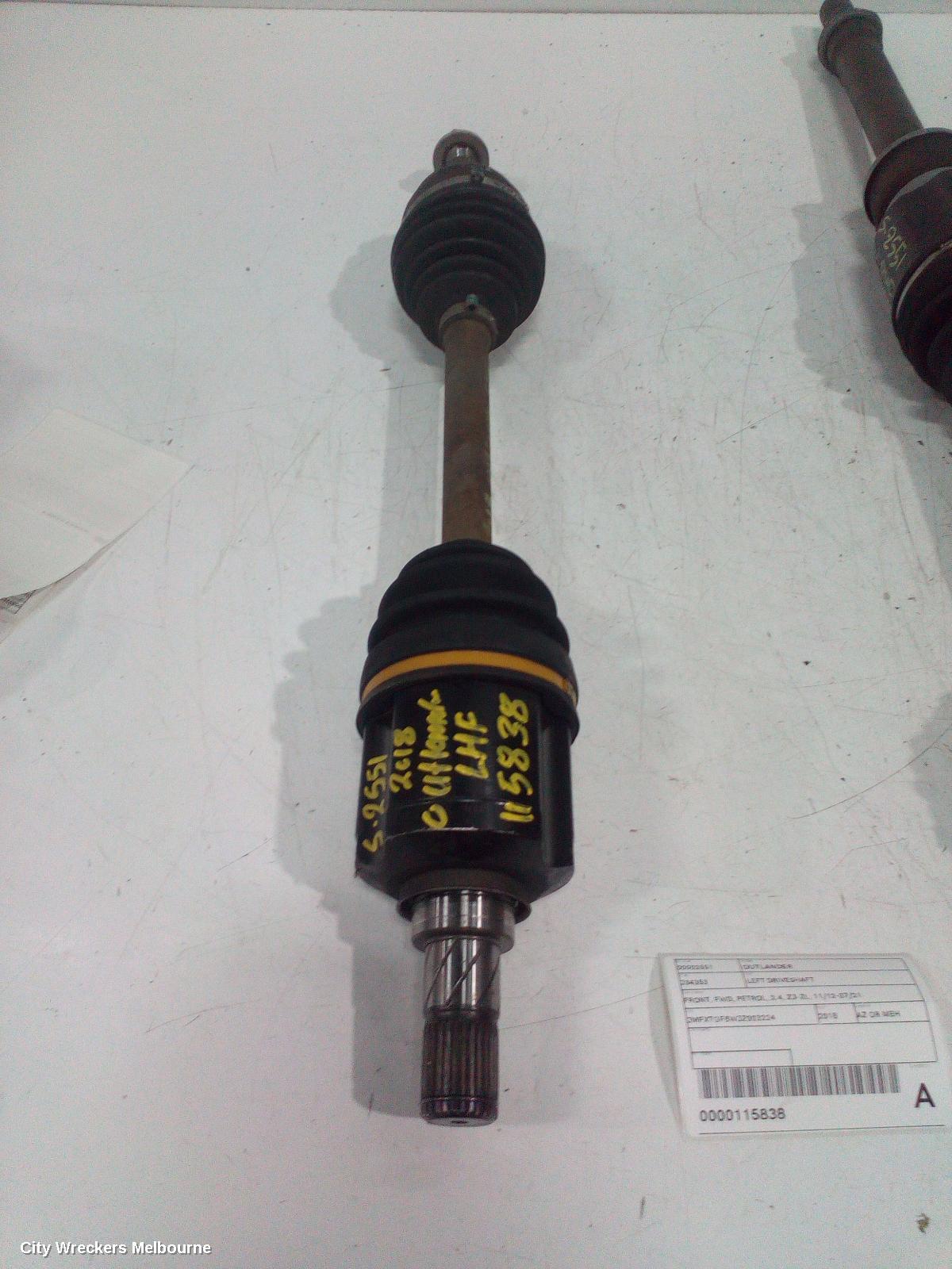 MITSUBISHI OUTLANDER LEFT DRIVESHAFT, FRONT, FWD, PETROL, 2.4, ZJ-ZL, 11/2012 - 07/2021