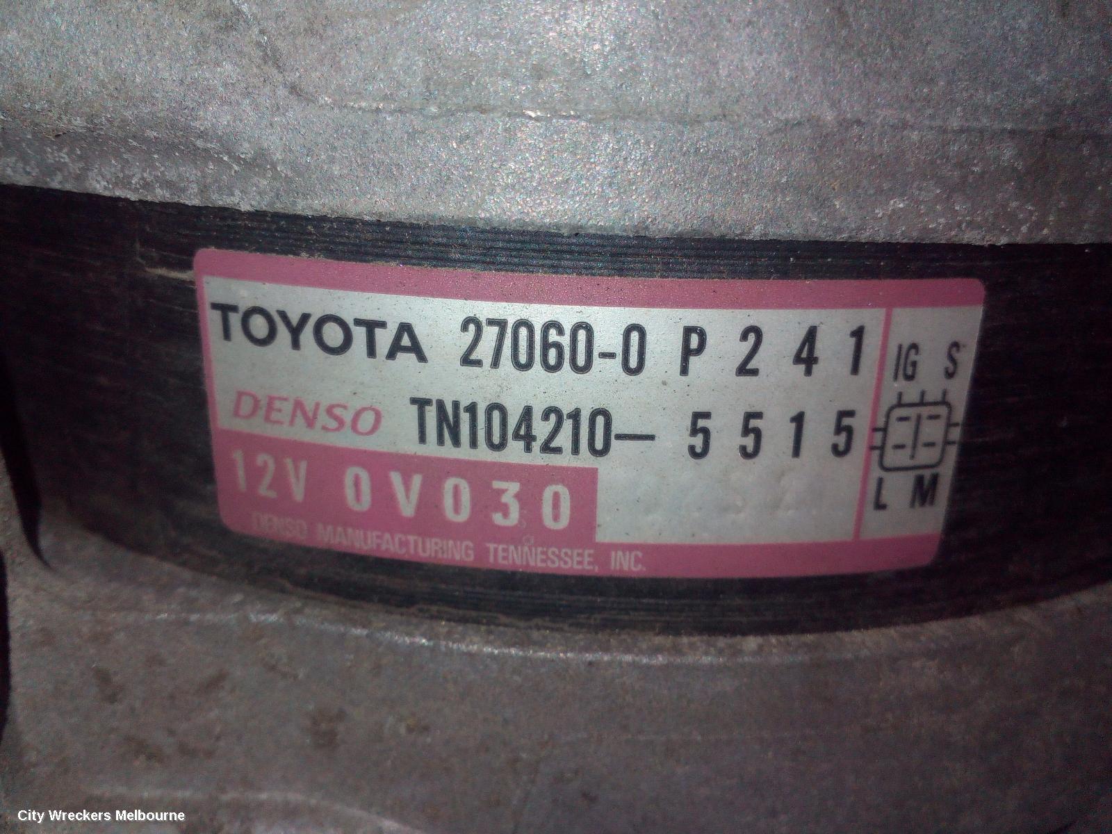 TOYOTA KLUGER ALTERNATOR, PETROL, 3.5, 2GR-FE, GSU50/GSU55, 12/2013 - 10/2016