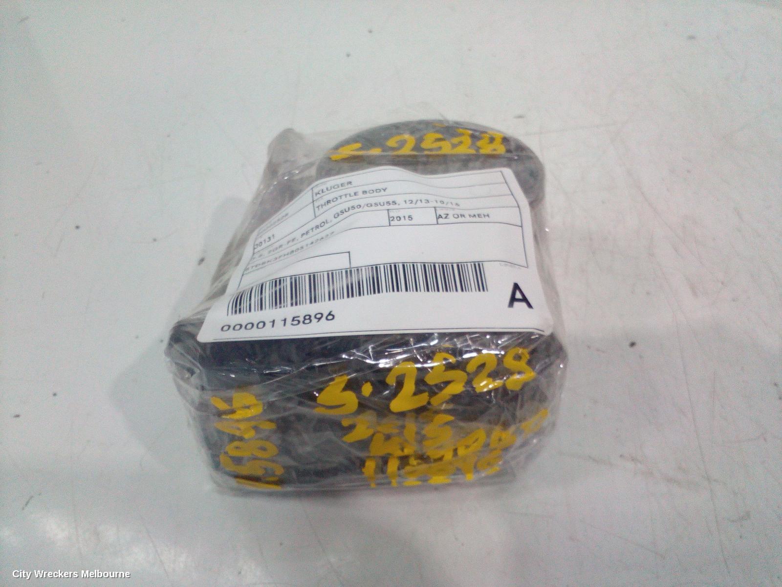 TOYOTA KLUGER THROTTLE BODY, 3.5, 2GR-FE, PETROL, GSU50/GSU55, 12/2013 - 10/2016