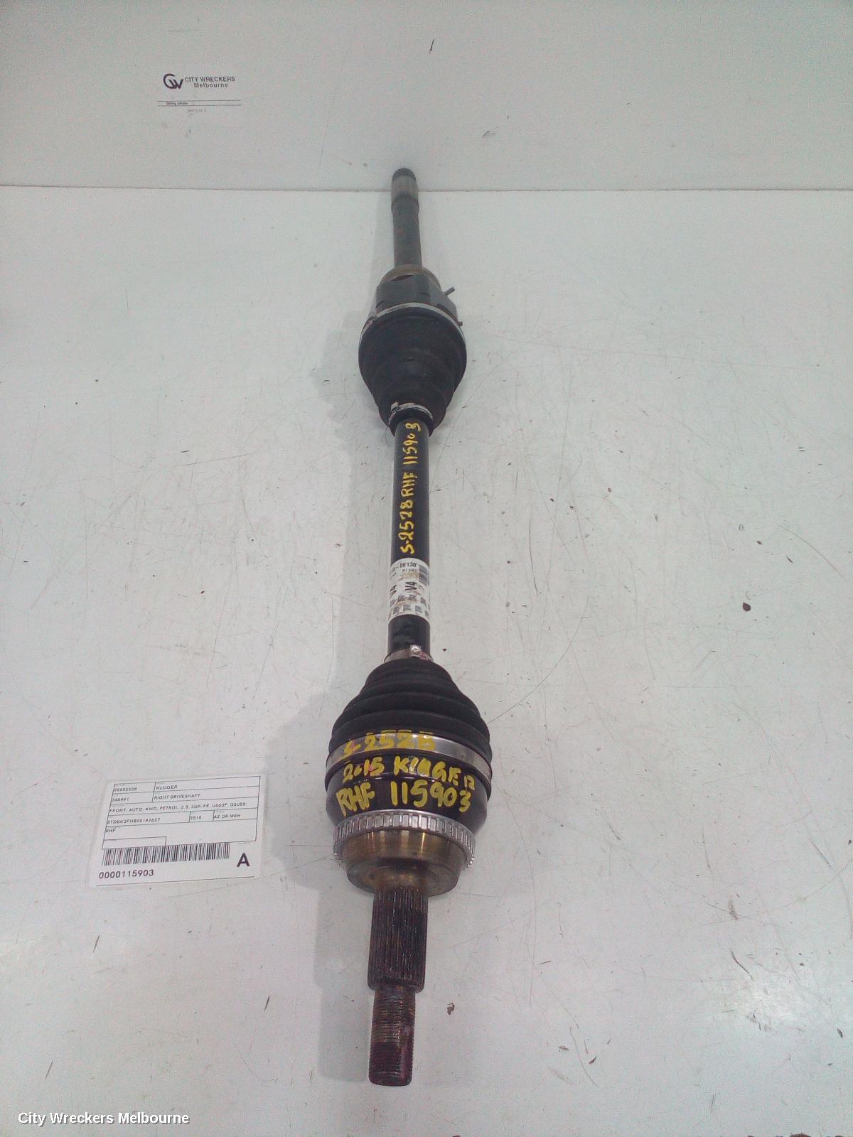 TOYOTA KLUGER RIGHT DRIVESHAFT, FRONT, AUTO, AWD, PETROL, 3.5, 2GR-FE, U660F, GSU50-GSU55, 12/2013 - 10/2016