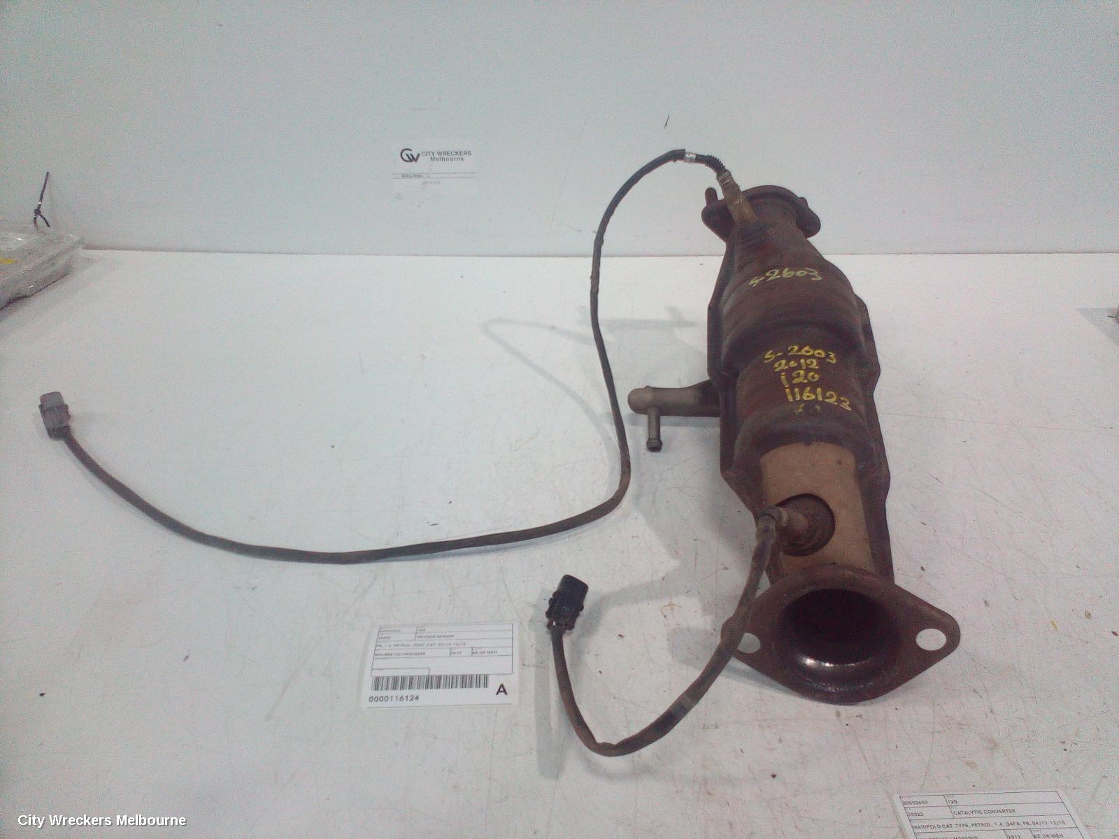 HYUNDAI I20 CATALYTIC CONVERTER, MANIFOLD CAT-TYPE, PETROL, 1.4, G4FA, PB, 04/2012 - 12/2015