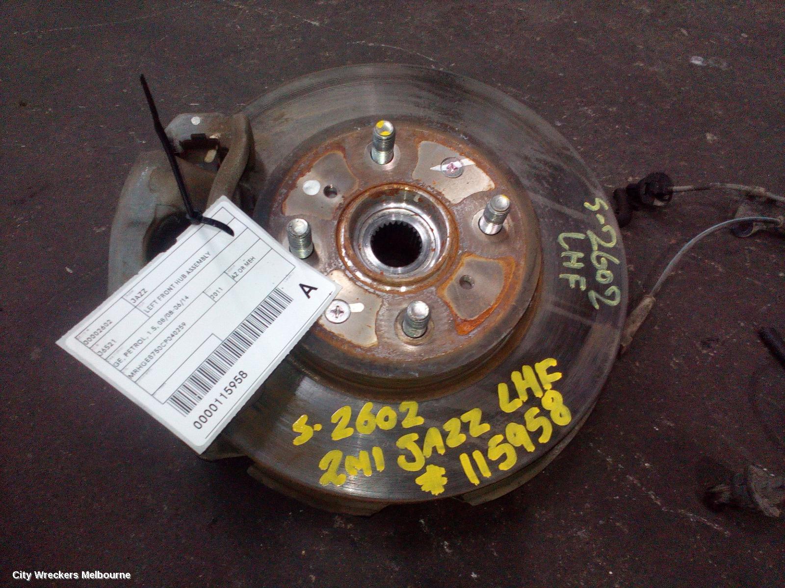 HONDA JAZZ LEFT FRONT HUB ASSEMBLY, GE, PETROL, 1.5, 08/2008 - 06/2014