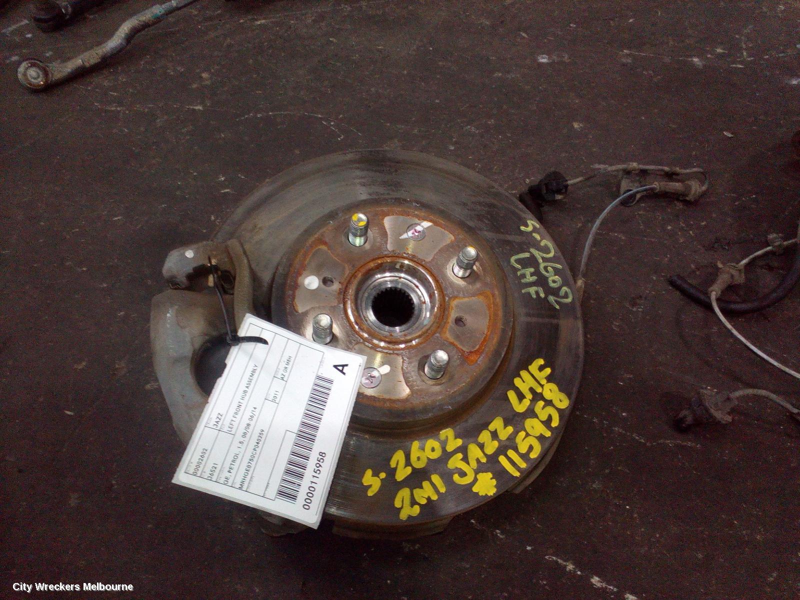 HONDA JAZZ LEFT FRONT HUB ASSEMBLY, GE, PETROL, 1.5, 08/2008 - 06/2014