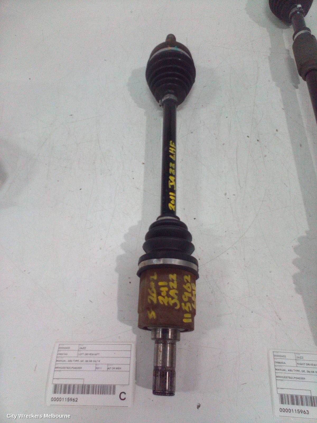 HONDA JAZZ LEFT DRIVESHAFT, MANUAL, ABS TYPE, GE, 08/2008 - 06/2014