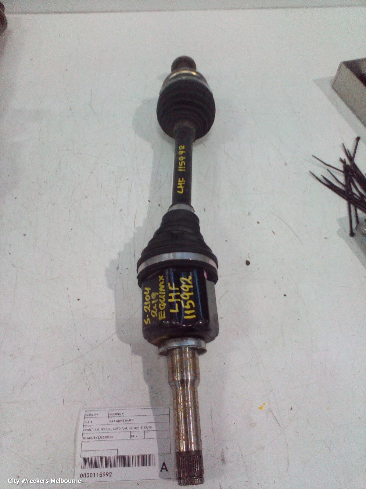 HOLDEN EQUINOX LEFT DRIVESHAFT, FRONT, 2.0, PETROL, AUTO T/M, EQ, 09/2017 - 12/2020